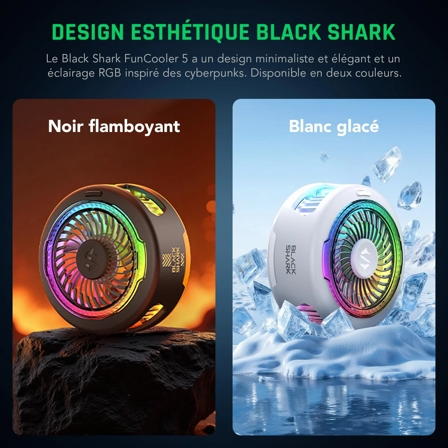 Black Shark FunCooler 5 Refroidisseur Telephone Magnétique, ventilateur telephone portable avec éclairage RGB, Phone Cooler compatible avec la série magnétique iPhone/Android/tablette/iPad (Noir)