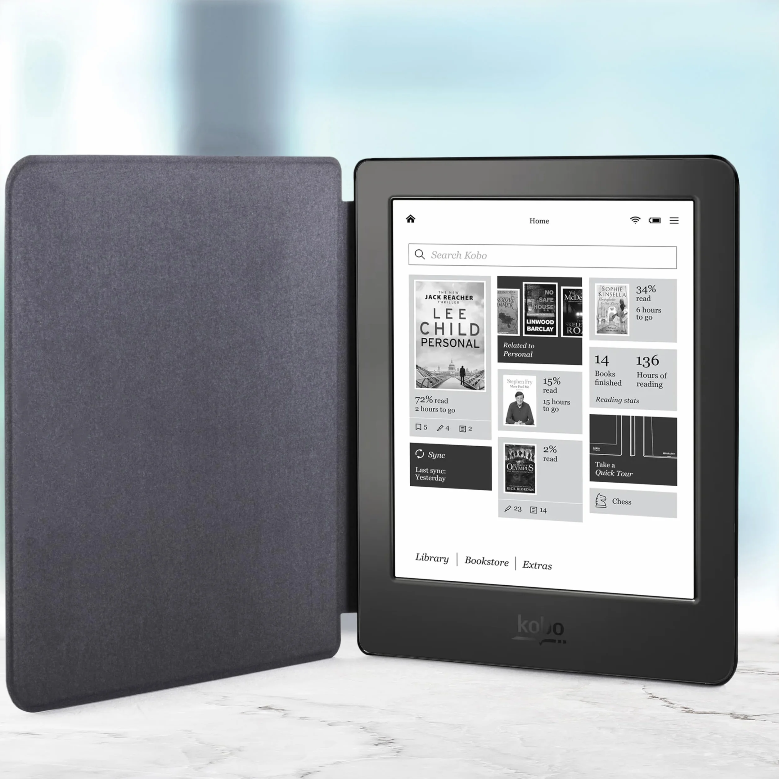 Forefront Cases Étui pour Kobo Aura H2O Edition 1 (Modèle: 2014) - Mince et Léger, Fonction Automatique Veille/Réveil Intelligente Étui, Coque de Protection pour Kobo Aura H2O Edition 1 - Noir