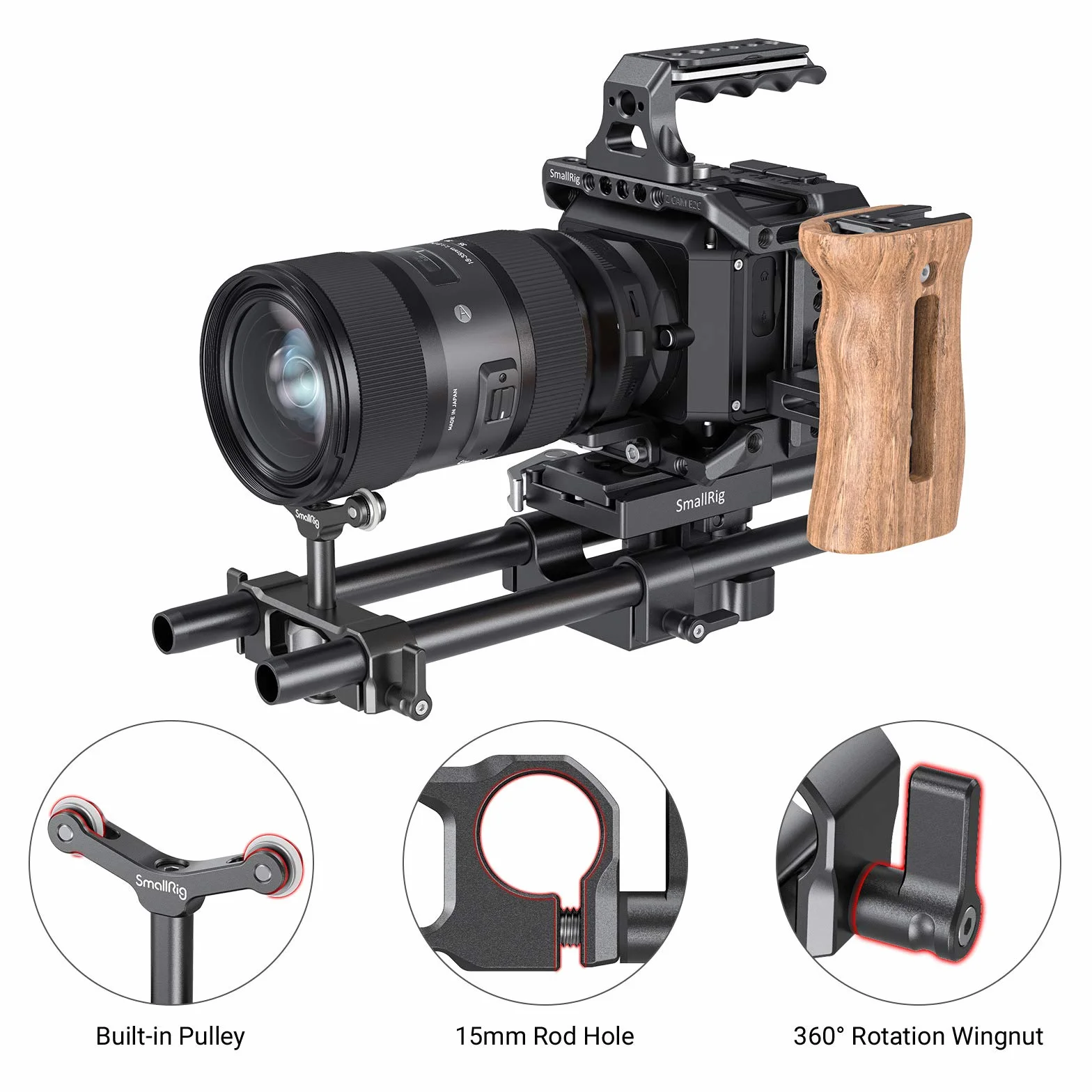 SMALLRIG Lens Support Support d'Objectif Compatible avec Objectif de Diamètre 73 mm à 108 mm - 2727
