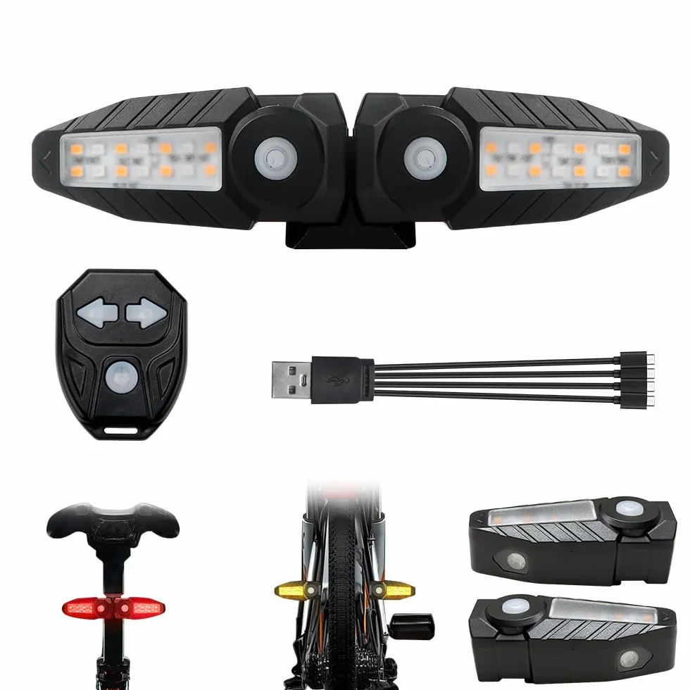 Feu Arrière de Vélo USB Rechargeable 150 Lumens avec Télécommande sans Fil et Effets Sonores, 5 Modes