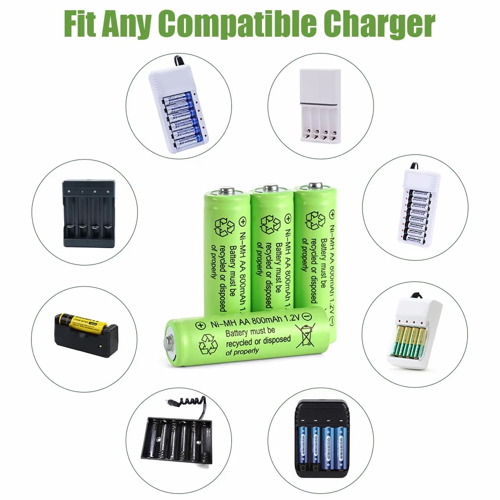 AXFEE Piles Rechargeables Ni-Mh AA 800mAh 1,2V Haute capacité 4PCS