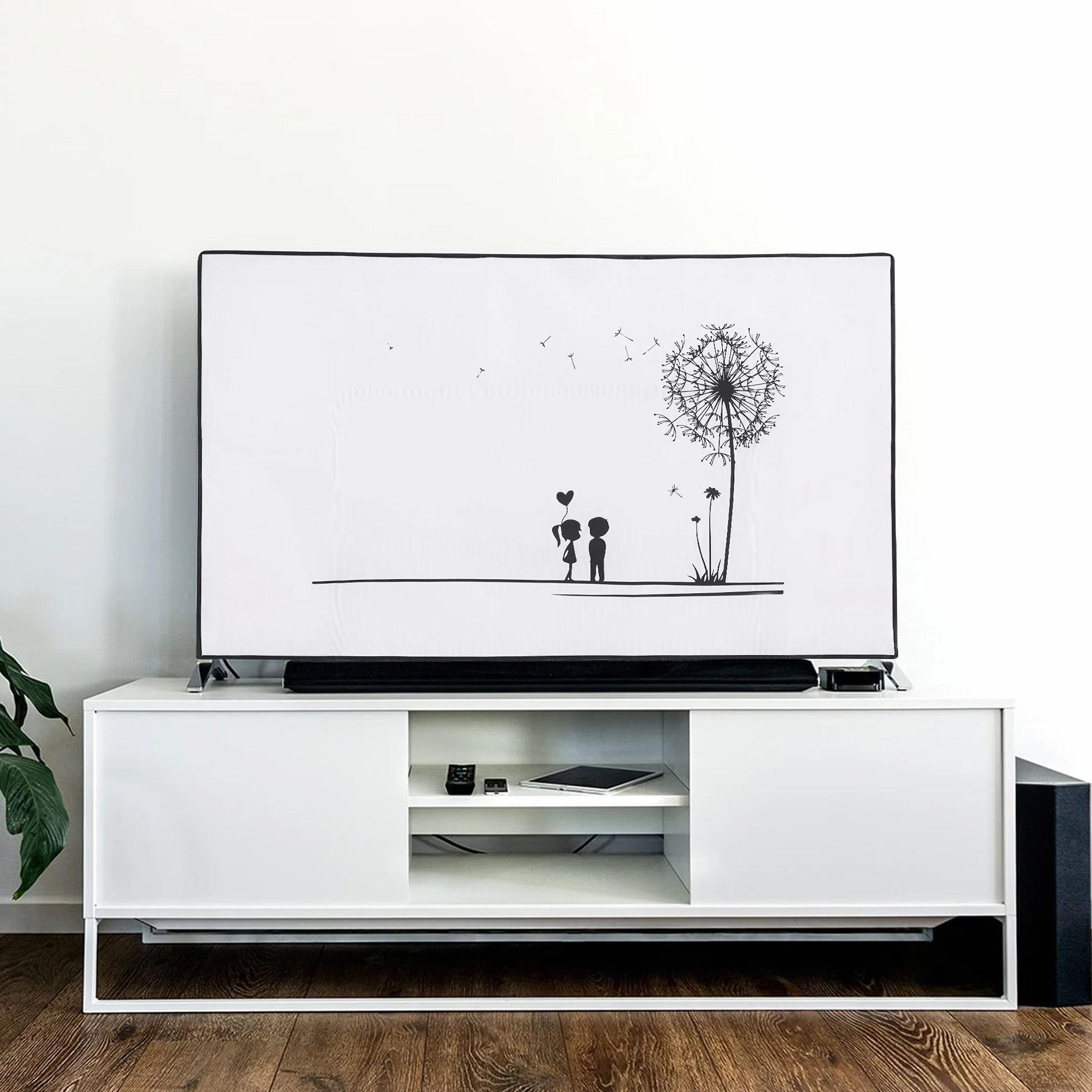 kwmobile Housse écran TV compatible avec 55" TV - Protection d'écran télévision - noir-blanc