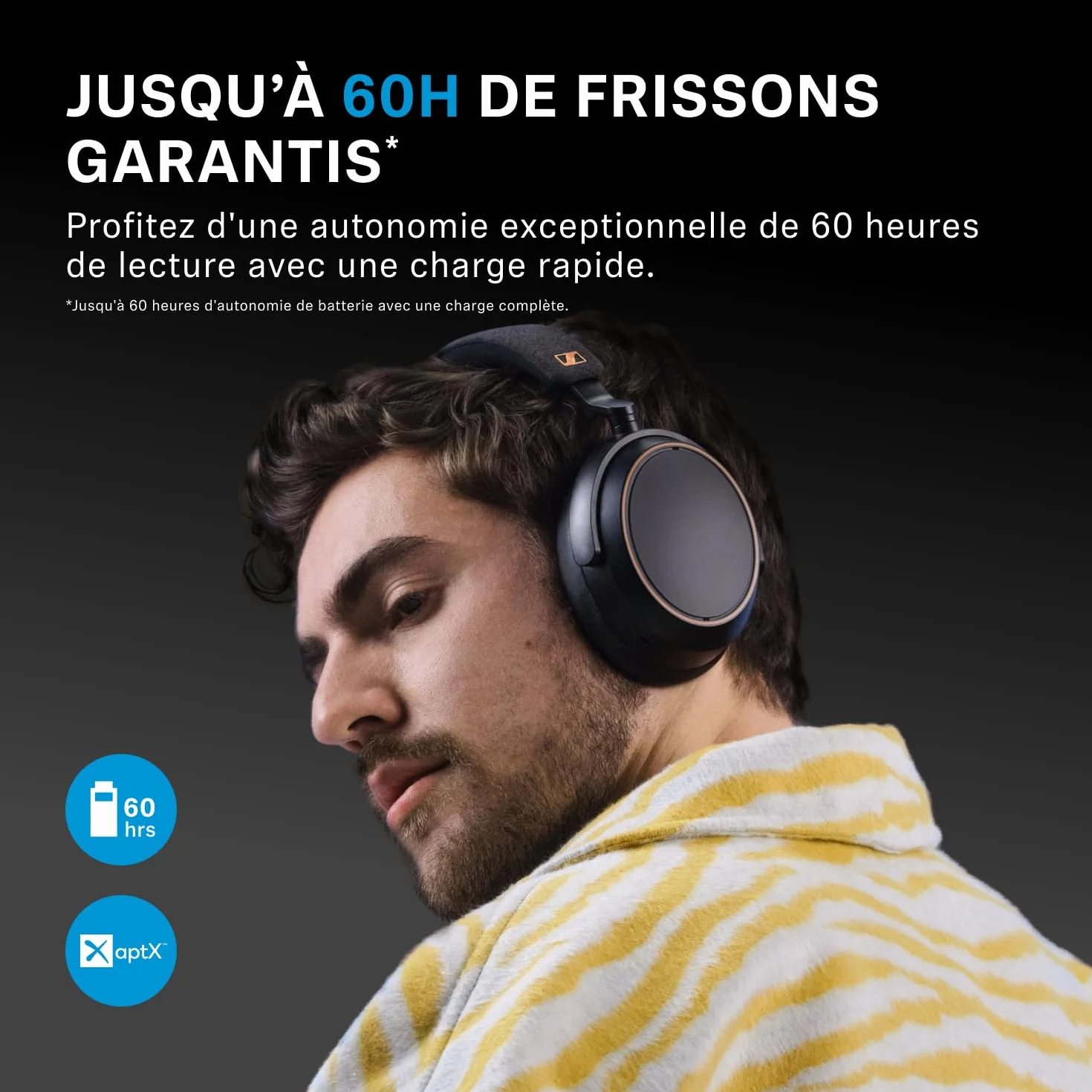 Sennheiser MOMENTUM 4 Casque Sans Fil à Réduction de Bruit, Casque Bluetooth pour Appels d'une Clarté Cristalline avec ANC Adaptatif, Casque Over Ear, 60 Heures d'Autonomie, Design Pliable, Noir