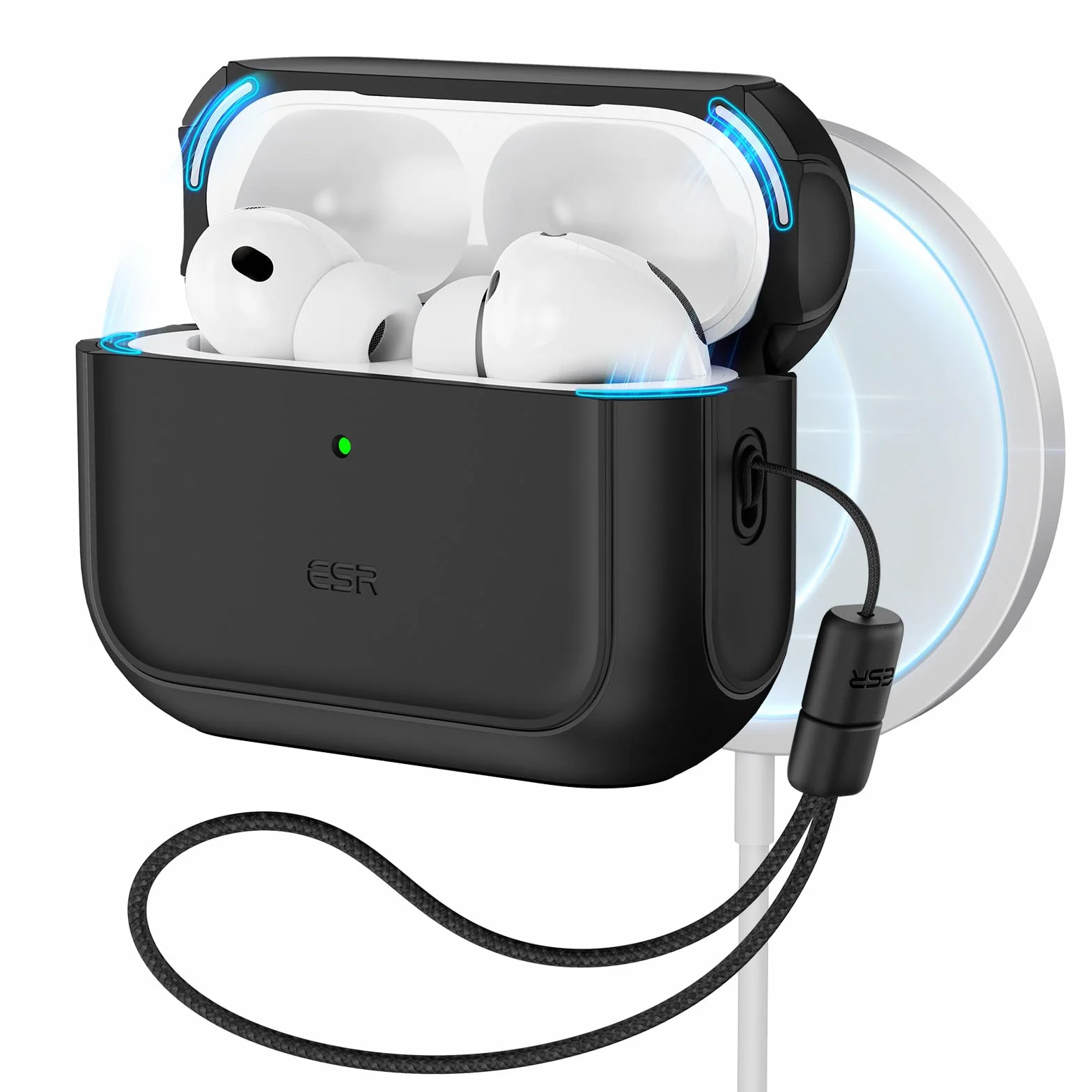 ESR Coque AirPods Pro 3 Compatible MagSafe Protection Intégrale Cordon Noir