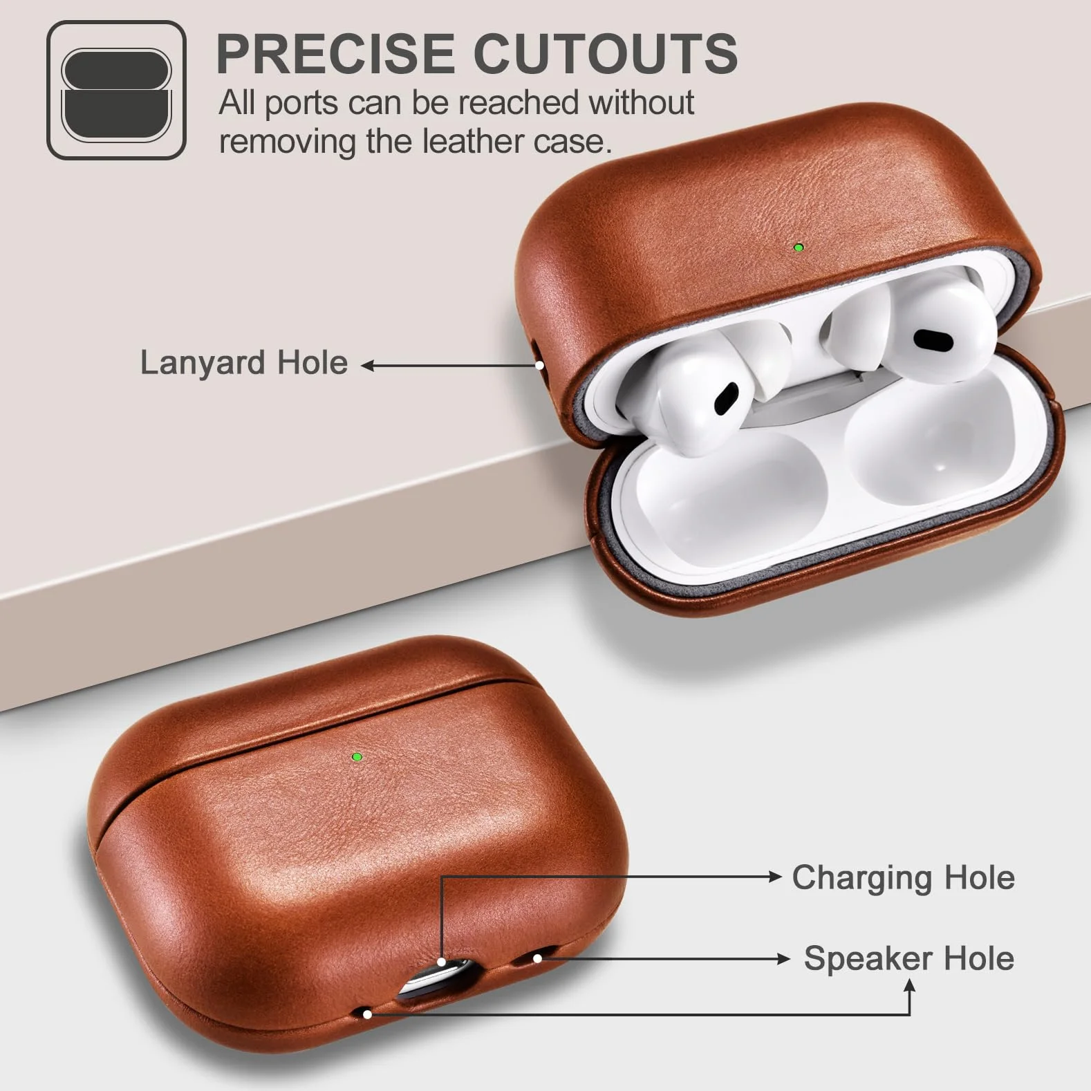 Coque en Cuir pour AirPods Pro 3 2025, ICARER Housse en Cuir Résistant aux Chocs Premium Étui Case Cover pour Apple AirPods Pro 3 2025 Headset Recharge (LED Visible) Support Chargeur sans Fil-Marron
