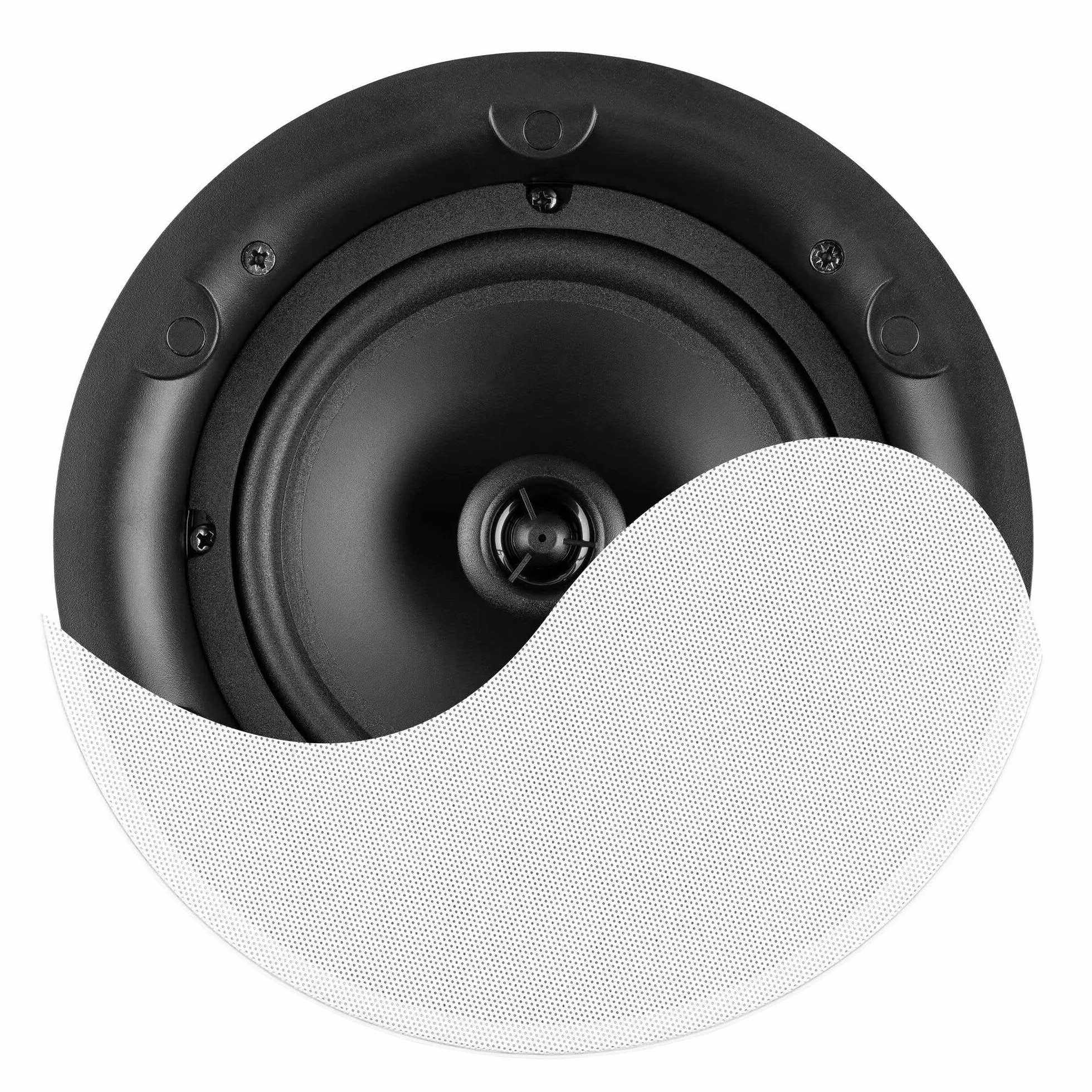 Power Dynamics Powerline B50BSet Amplificateur Mural Stéréo 2x25W Noir avec 2 Enceintes de Plafond 6,5" Blanches, Installation Discrète, Idéale Maison et Pro