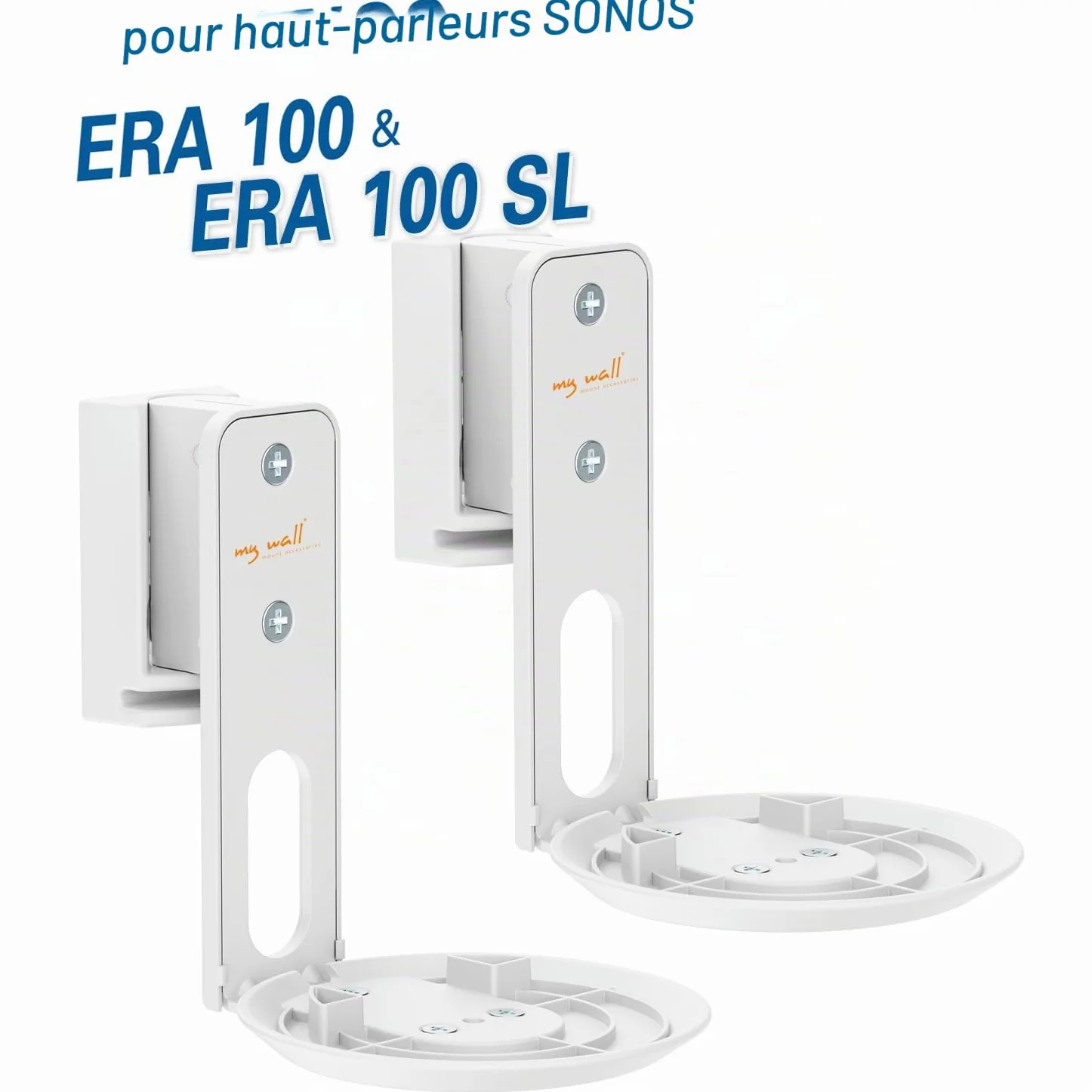 my wall Sonos Era100 HS40WL Lot de 2 Supports muraux pour Sonos Era100, inclinable, pivotant, Peu encombrant, Parfaitement réglable, Support Sonos avec Gestion des câbles