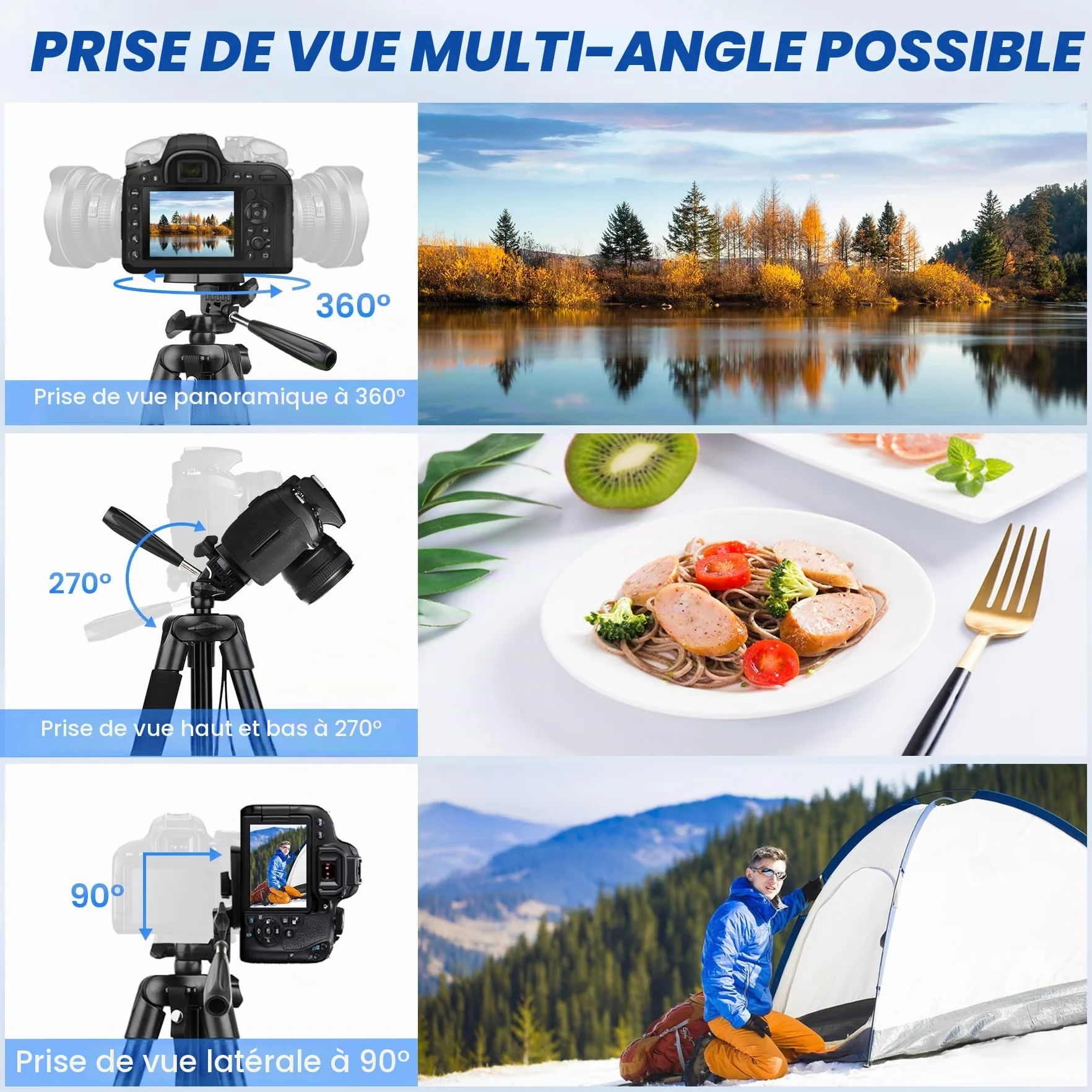 Victiv 162cm Nouveau Trepied Smartphone, Trépied Téléphone en Aluminium pour iPhone, Samsung, Huawei, avec Télécommande & Support, Portable Trépied Appareil Photo pour DSLR Caméra, Canon, Nikon, Sony