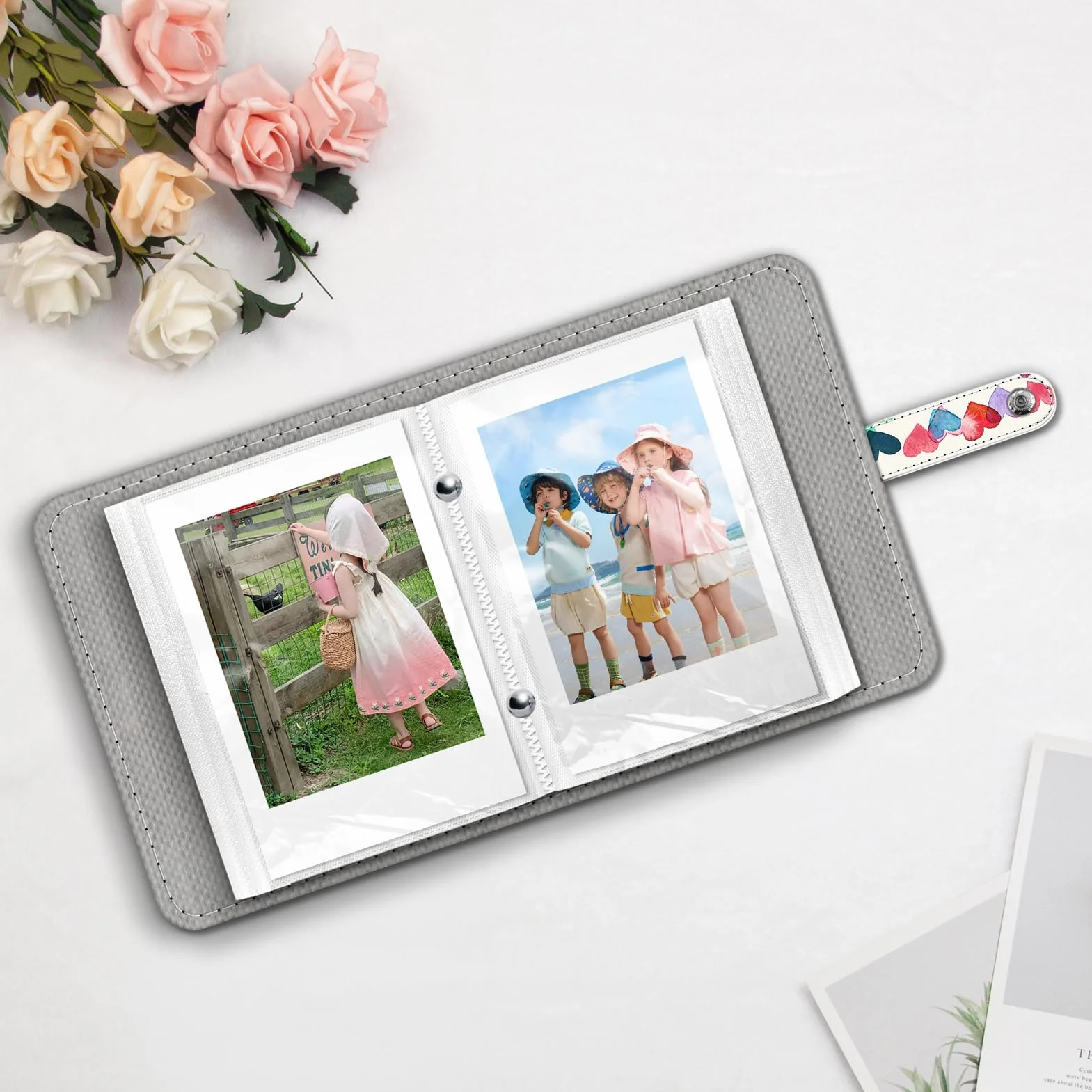 FINTIE Mini Album Photos pour Photo 2 x 3 Pouces (5.4 x 8.6 cm), 52 Photo, Album Photo pour Fujifilm Instax Mini Se/12/11/40/99/7+/LiPlay, Polaroid Hi-Print etc, Coeurs Pluie