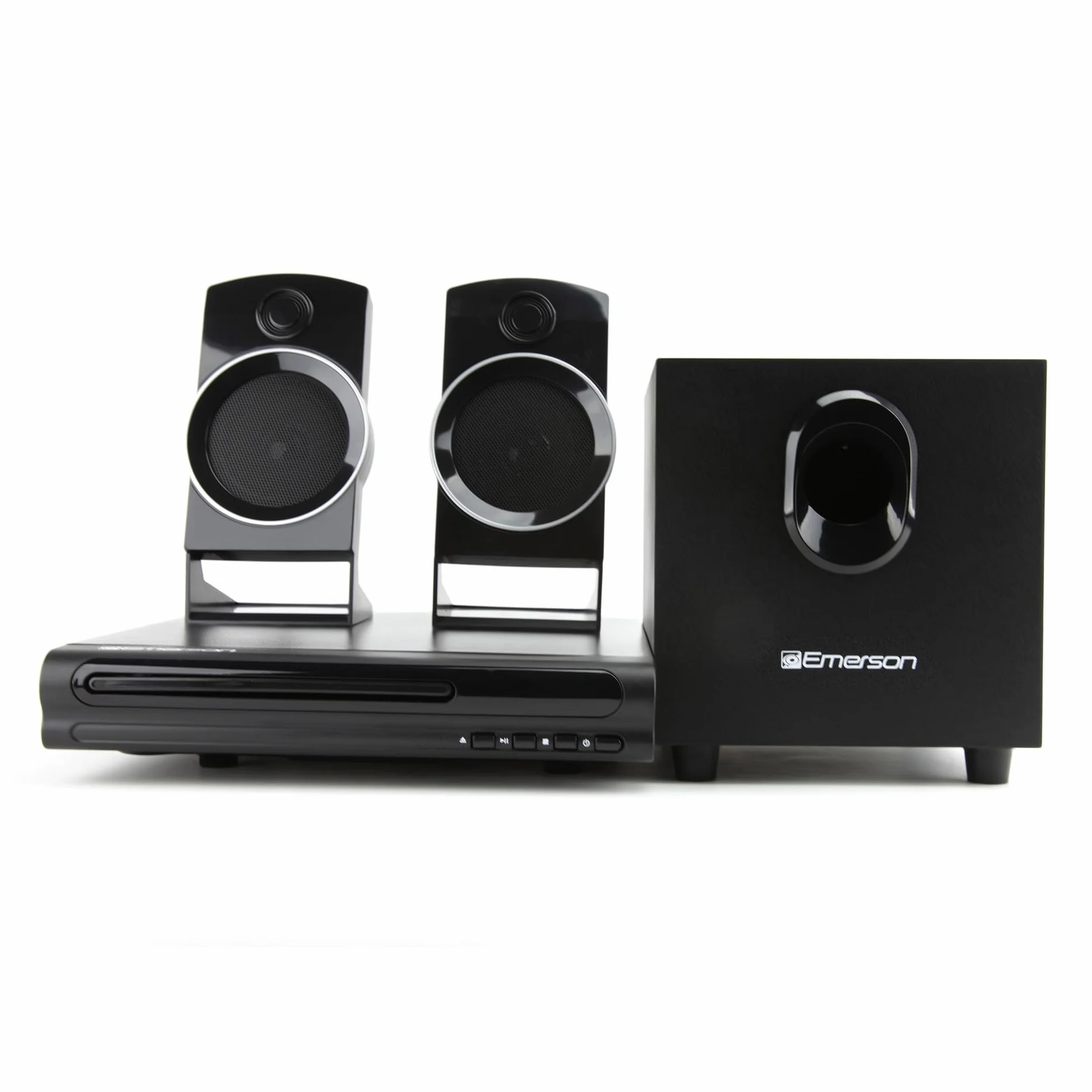 Emerson ED-8050 Système Home Cinéma 2.1 Canaux Lecteur DVD Son Surround Subwoofer Sortie HDMI Lecture USB Haut-Parleurs