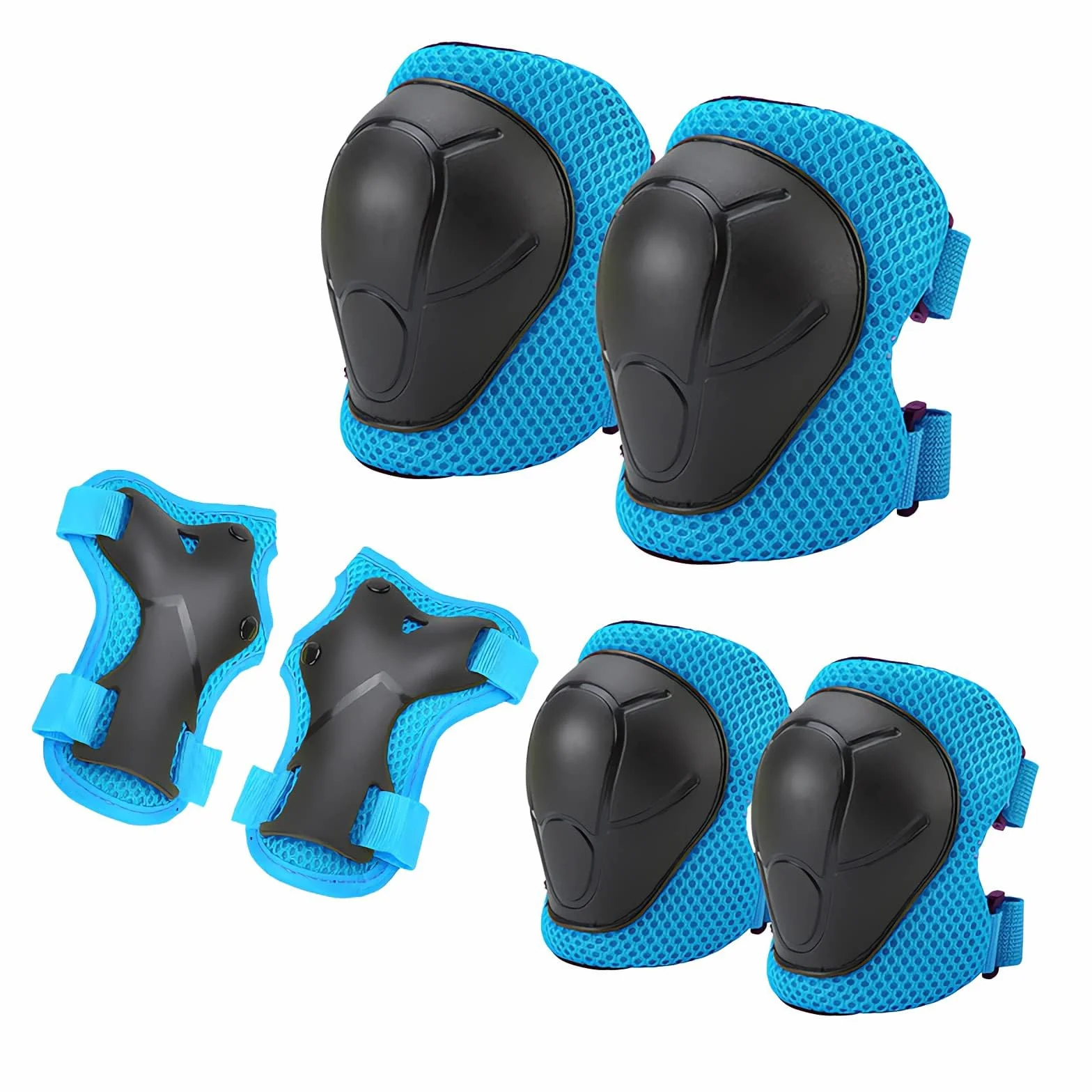 Kit de Protection pour Patins à roulettes, 6 Pièces Genouillères Coudières Protège-Poignets Réglables