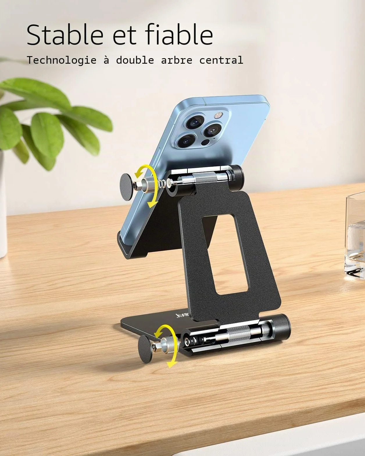 Nulaxy Support Téléphone Réglable Pliable Bureau, Compatible iPhone Samsung Huawei Smartphones, Noir