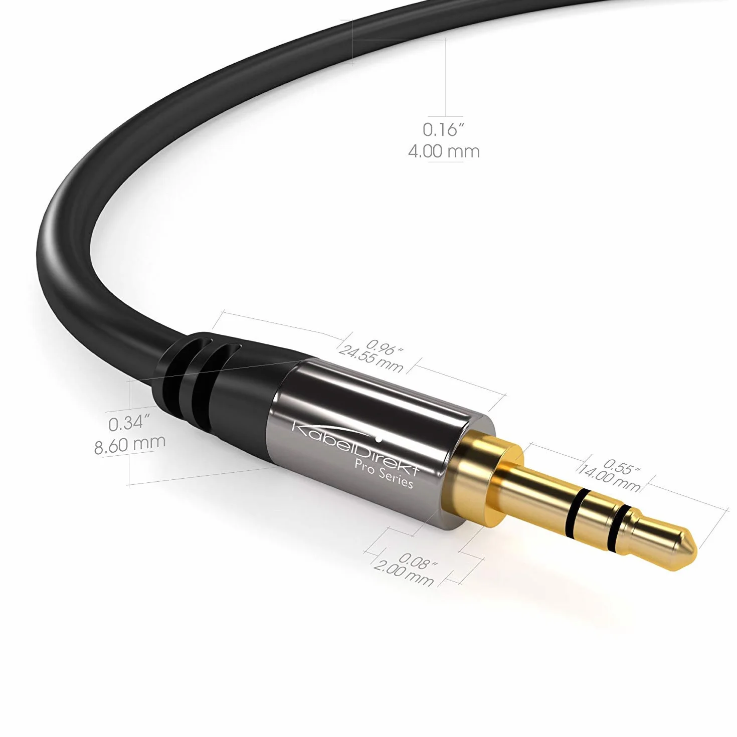 KabelDirekt – Câble Jack, Prise Jack 3,5mm – 5m – Connecteurs métalliques – Disponible en 0,3-10m (Câble audio, 3.5mm pour smartphone, PC/ordinateur portable, voiture, HiFi, noir)