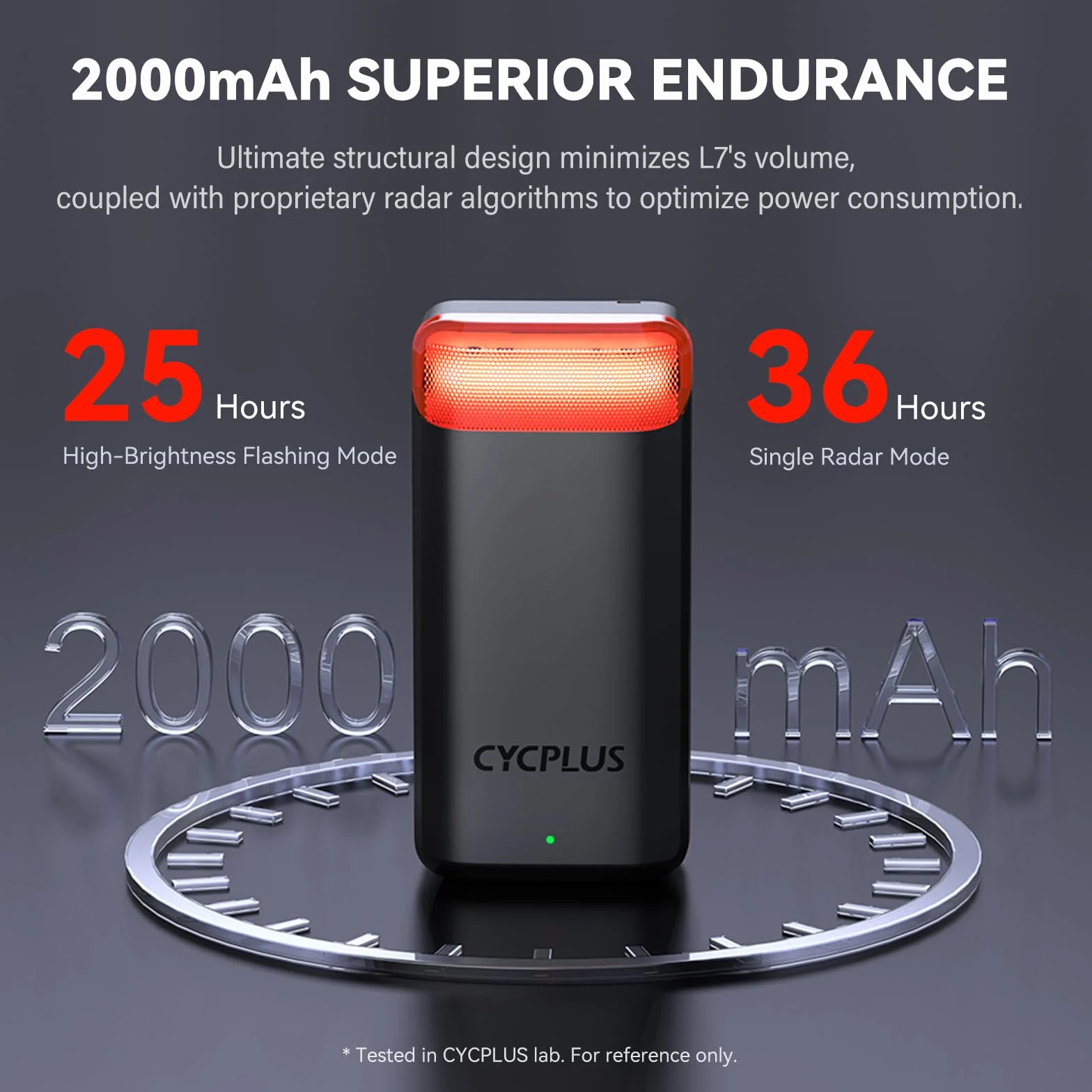 CYCPLUS Feu Arrière Vélo Radar Détection Freinage Alertes Visuelles 160m Batterie Rechargeable 2000mAh IPX6