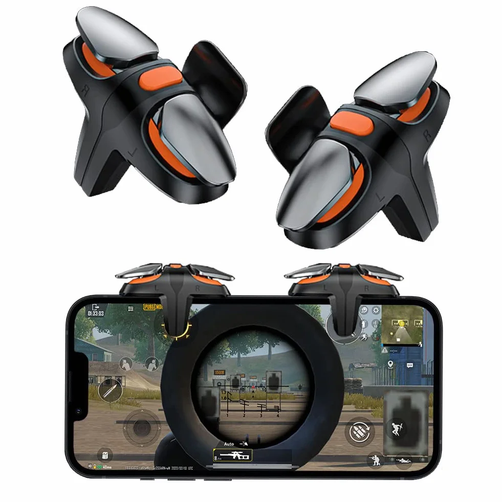 Contrôleur de Jeu Gachette Mobile, Tir Rapide Clic à Haute Fréquence Automatique 6 Niveaux, L1R1 Déclencheur Trigger Tirer Téléphone Portable Gamepad Joystick pour PUBG Android et iOS