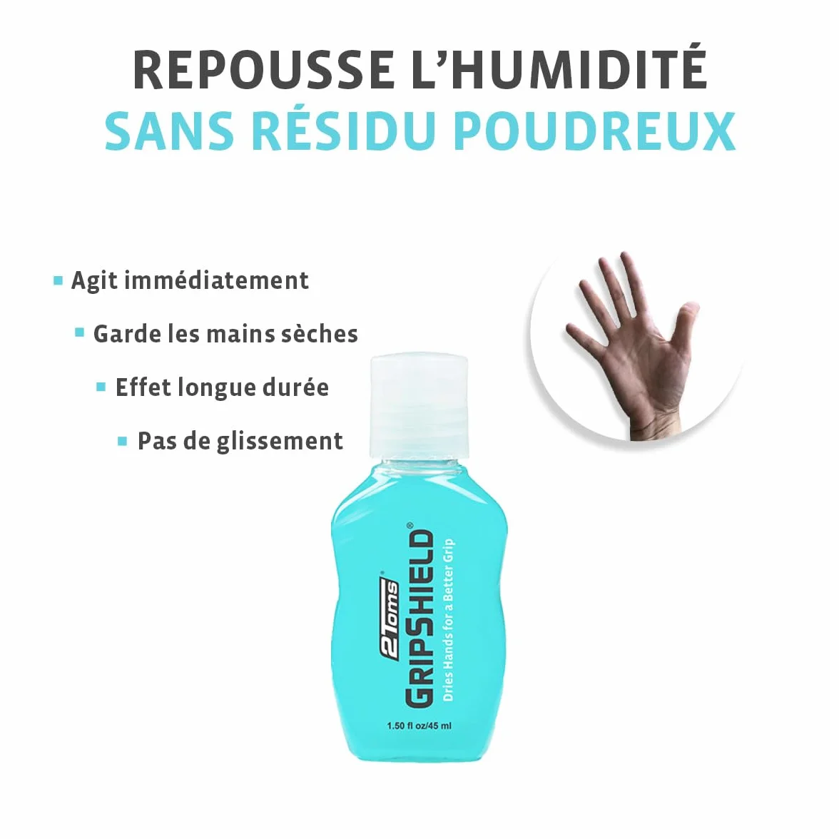 2Toms GripShield Lotion Anti-Transpiration 45 ml – Meilleure Grip pour Sports, Transparent pour Mains Athlètes
