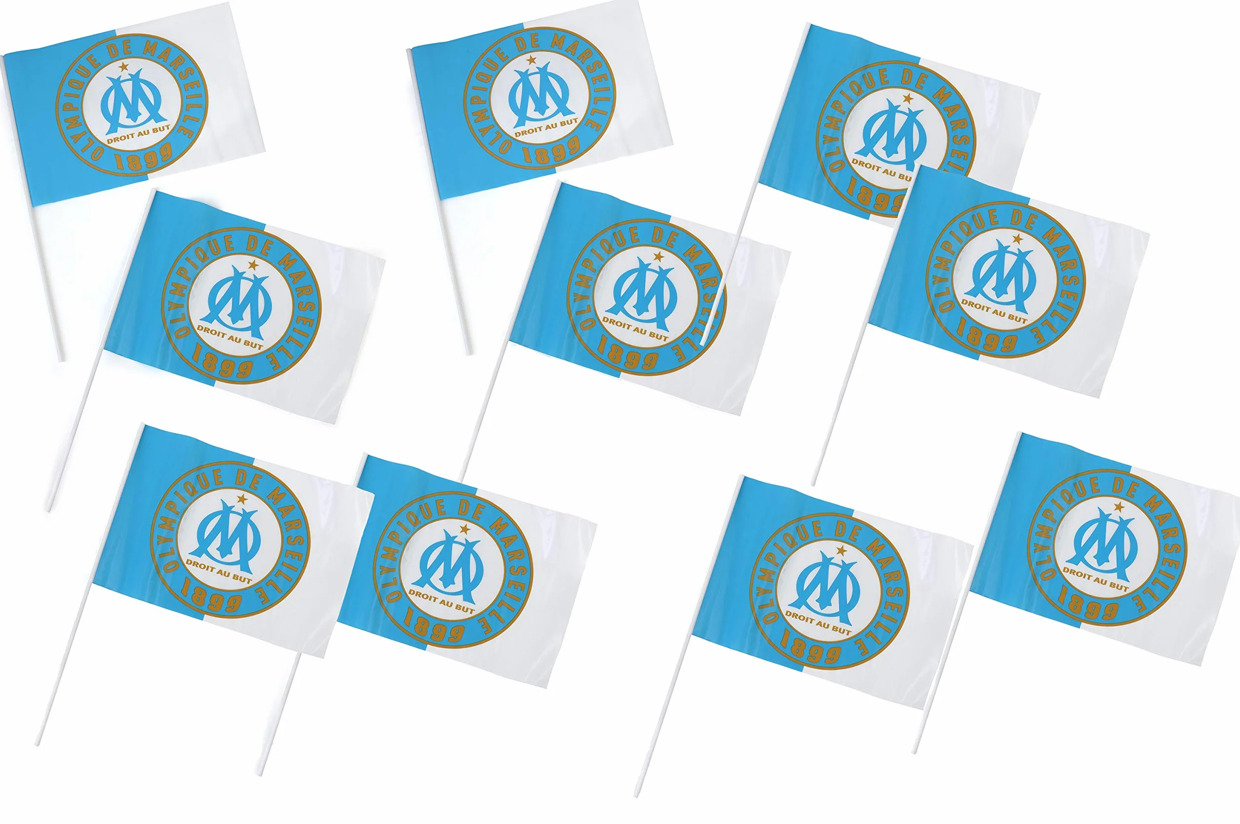 OLYMPIQUE DE MARSEILLE Om Drapeau Logo Collection Officielle Taille 21 x 30 cm