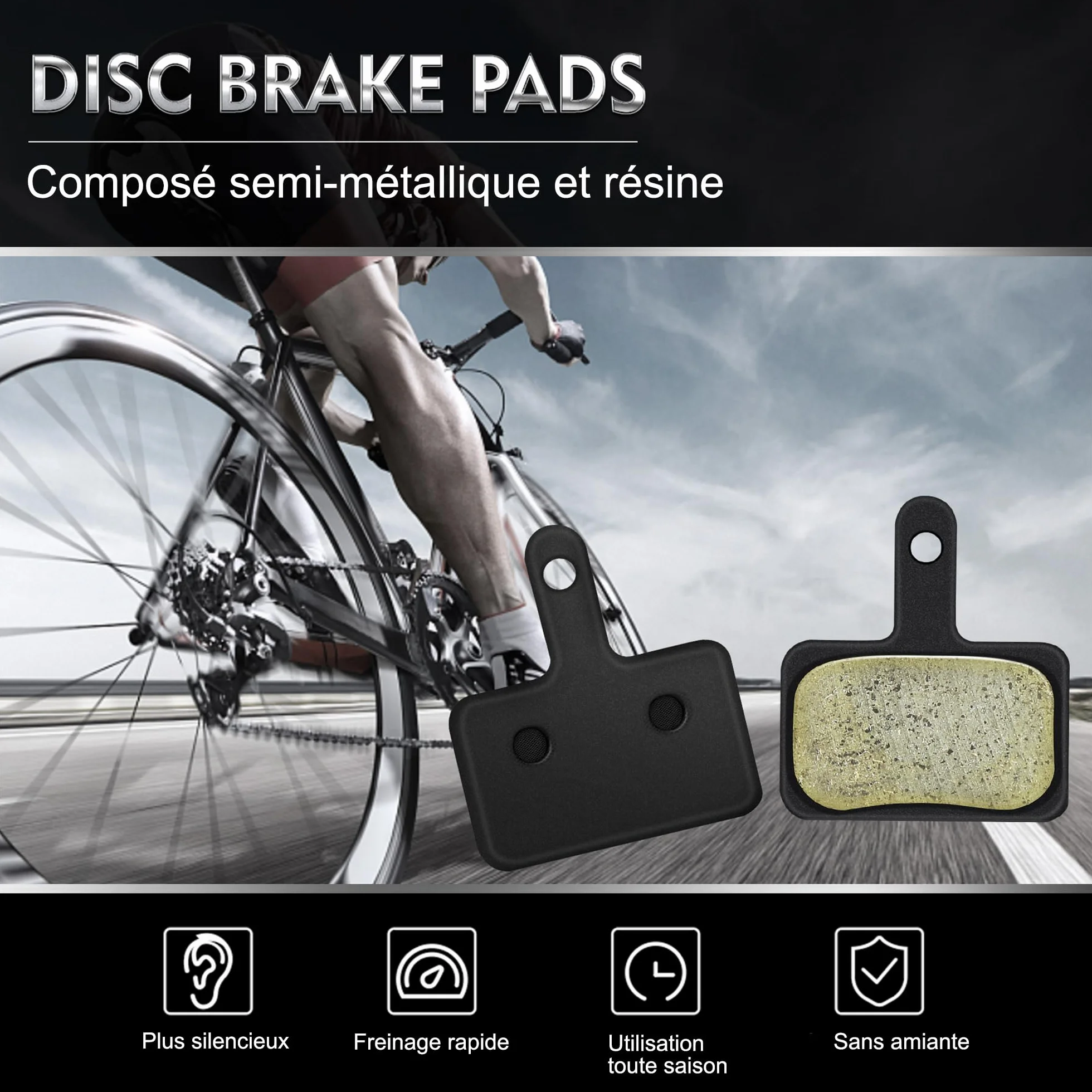 Lot de 4 Plaquettes de Frein pour Vélo B01S, Disques de Frein Haute Performance pour Deore, TRP, Tektro