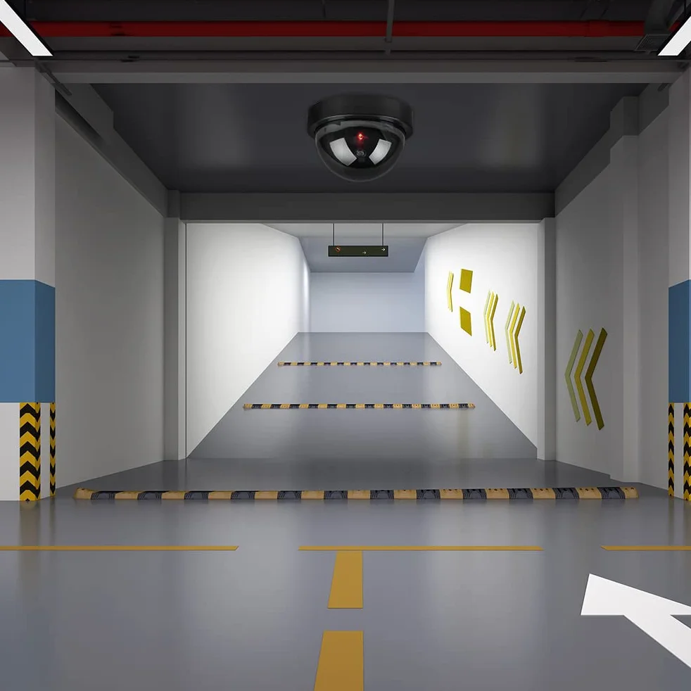 Lot de 4 Camera Factice, Fausse Camera Surveillance Exterieur & Intérieure, Fausse de Sécurité Caméra Dôme CCTV avec LED Clignotant Lumière pour Les Entreprises Magasins Accueil