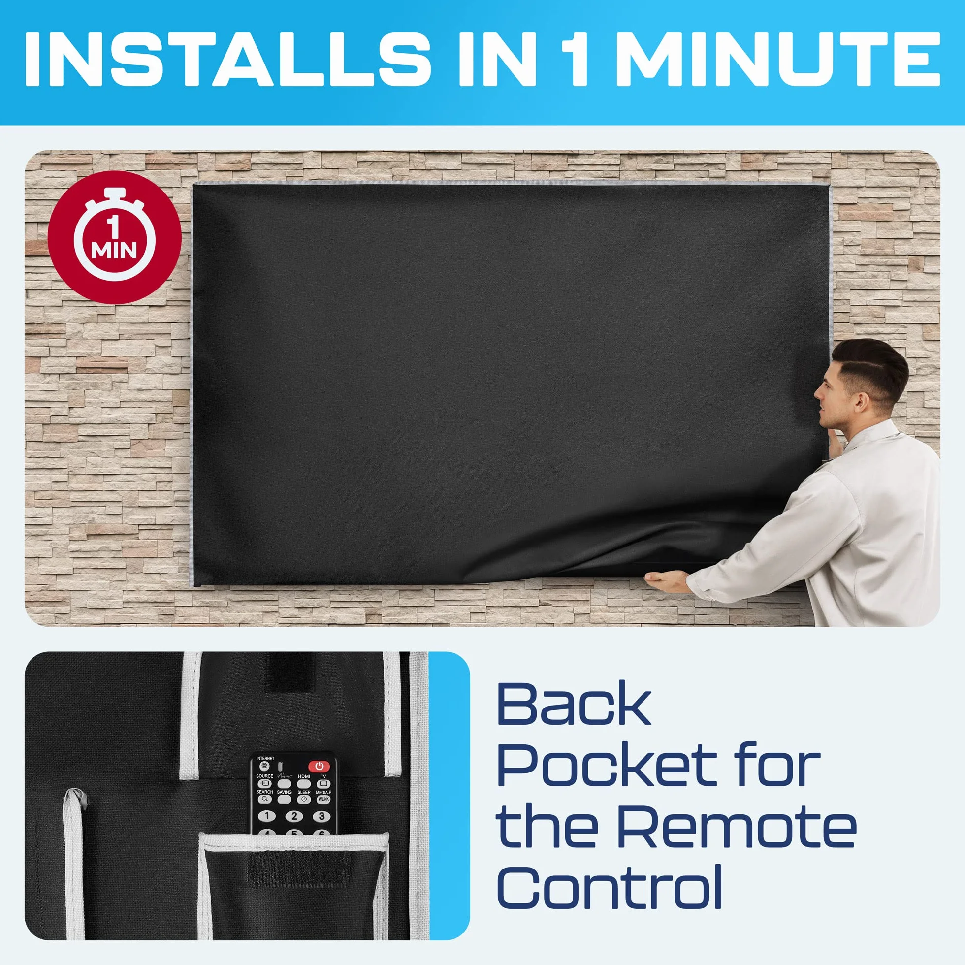 Garnetics Housse de Télévision Extérieure Imperméable 52-55 Pouces Écran Plat Protection