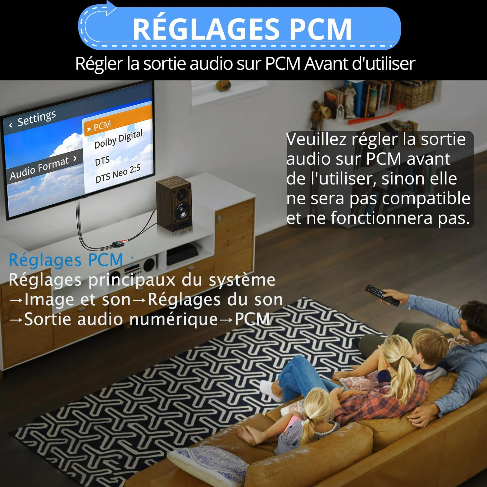 CAMWAY Convertisseur DAC 192kHz SPDIF vers RCA Optique Toslink vers 3.5mm Audio Numérique Analogique