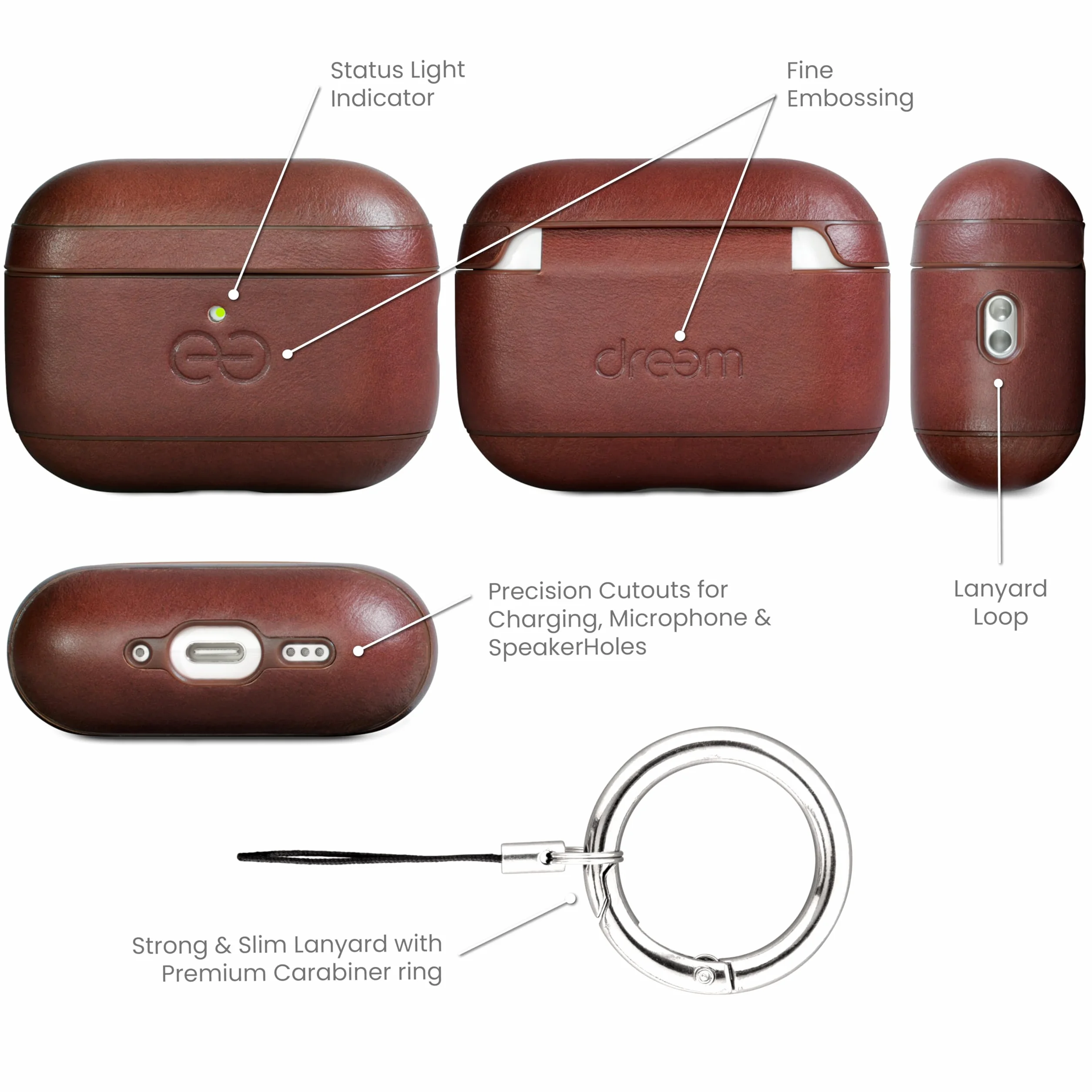 Coque AirPods Pro 3 Cuir véritable MagSafe Effet Reveal Motion [Om:Chestnut]