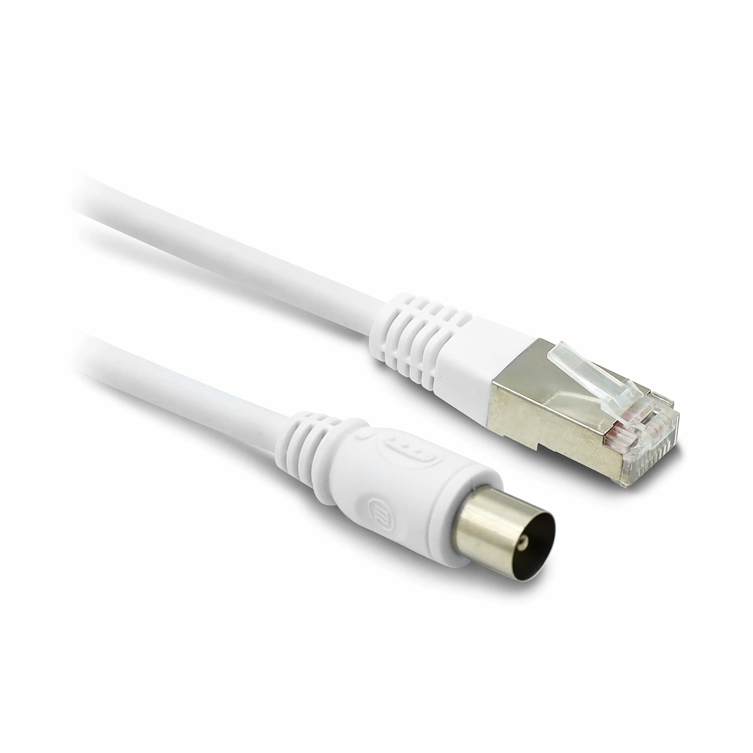 METRONIC Câble RJ45 TV coaxial 9,52mm Mâle/Male 2 mètres blindé contact dorés Blanc