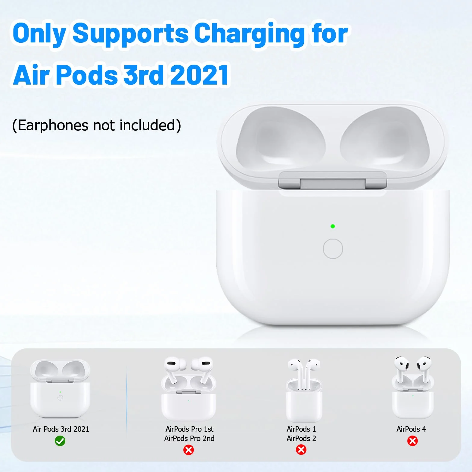 Boîtier de Recharge sans Fil AirPods 3, Remplacement avec Boutons d'appairage, Batterie 620 mAh, Port L