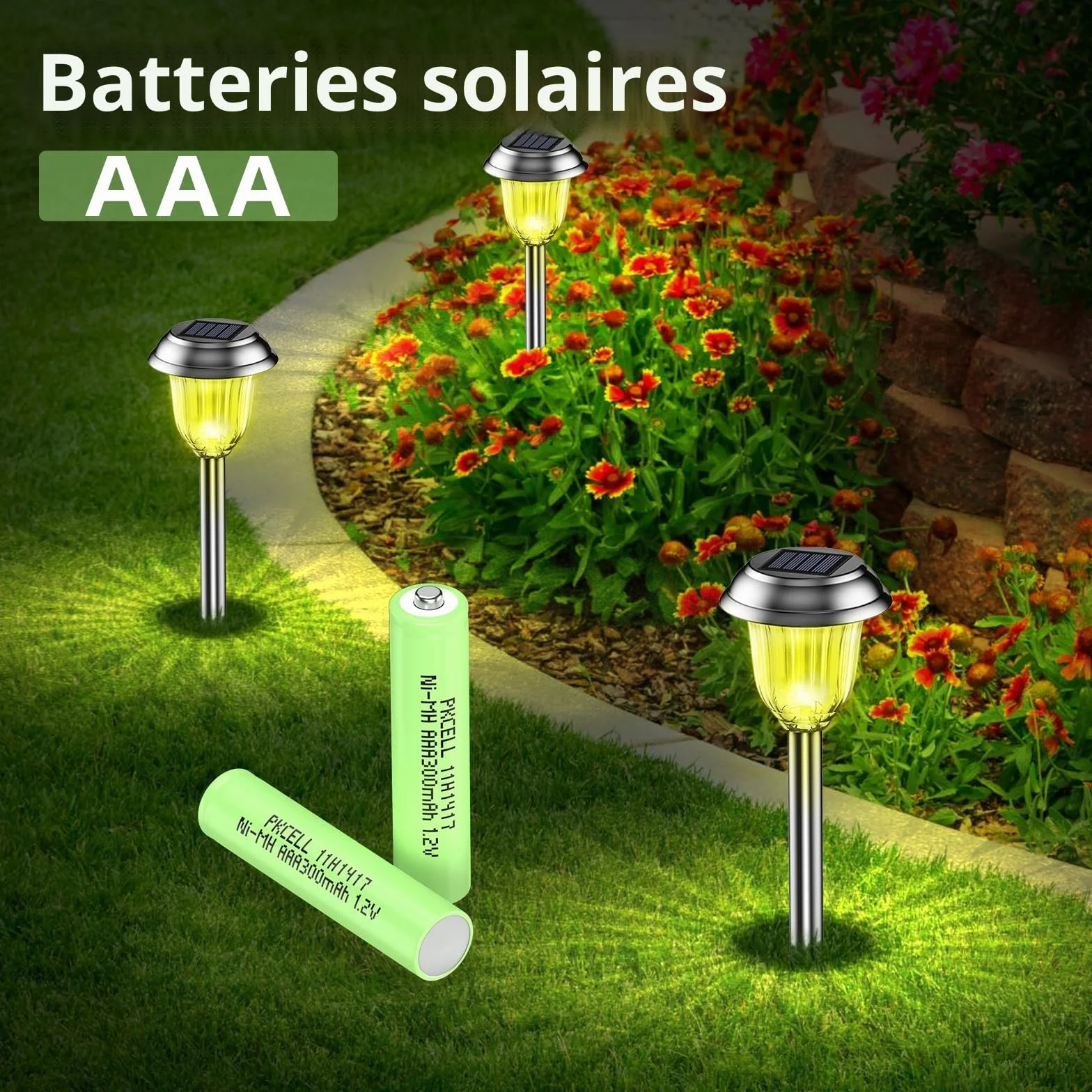PKCELL Batterie rechargeable AAA 300 mAh NI-MH 1,2 V lot de 4