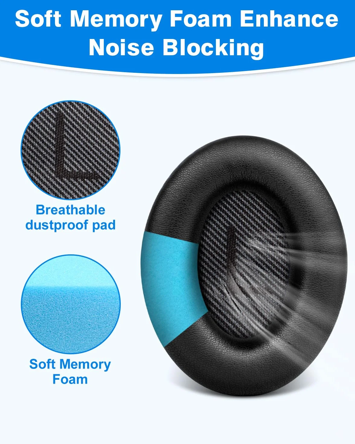 Coussinets pour Bose QuietComfort QC35 QC35 II - Oreillettes de Remplacement Noir