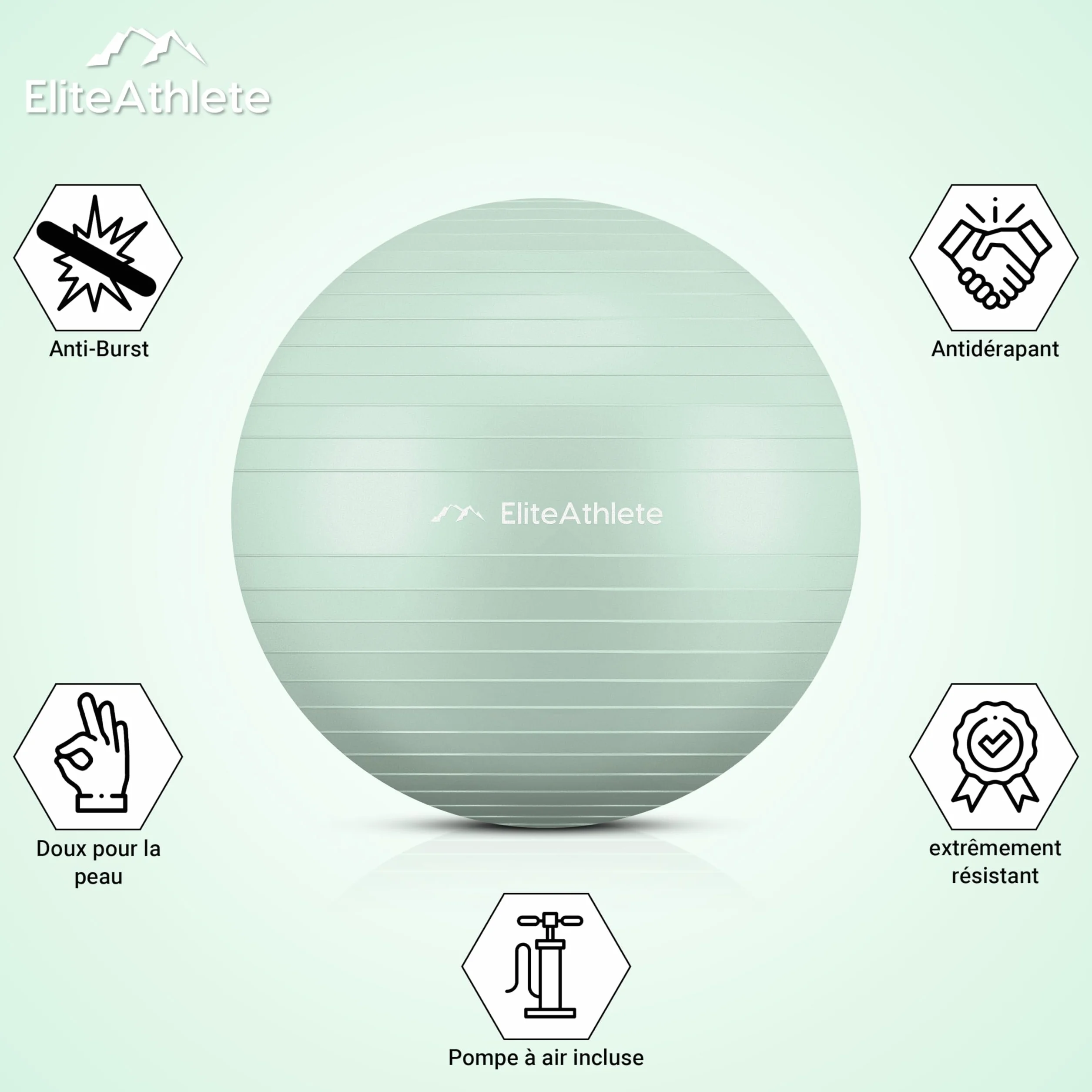 EliteAthlete Ballon Gym anti-burst Fitness Pilates Yoga Grossesse pompe