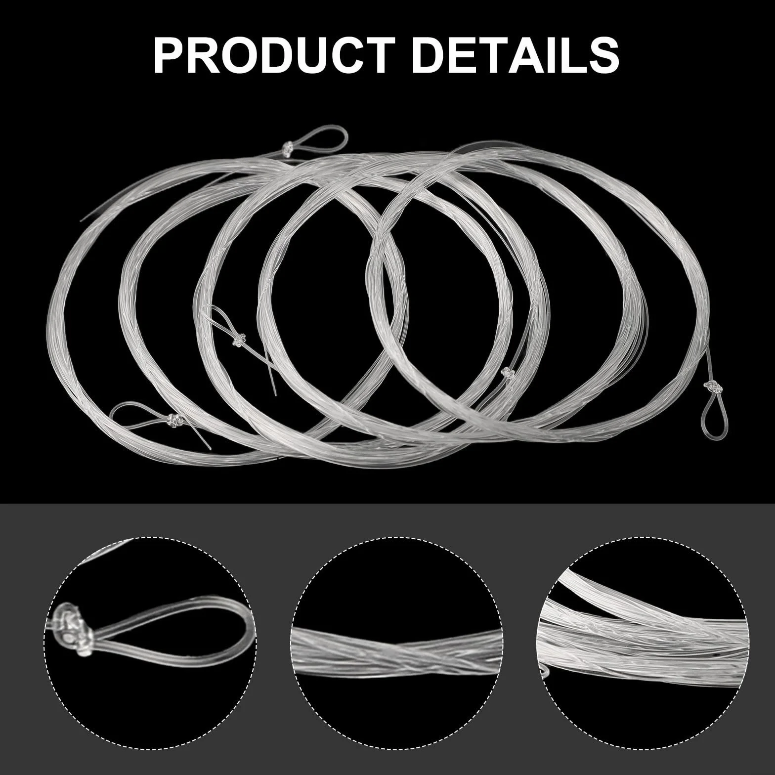 Lot de 5 bas de ligne pêche mouche fuselés nylon 2,7 m boucle fixation transparent