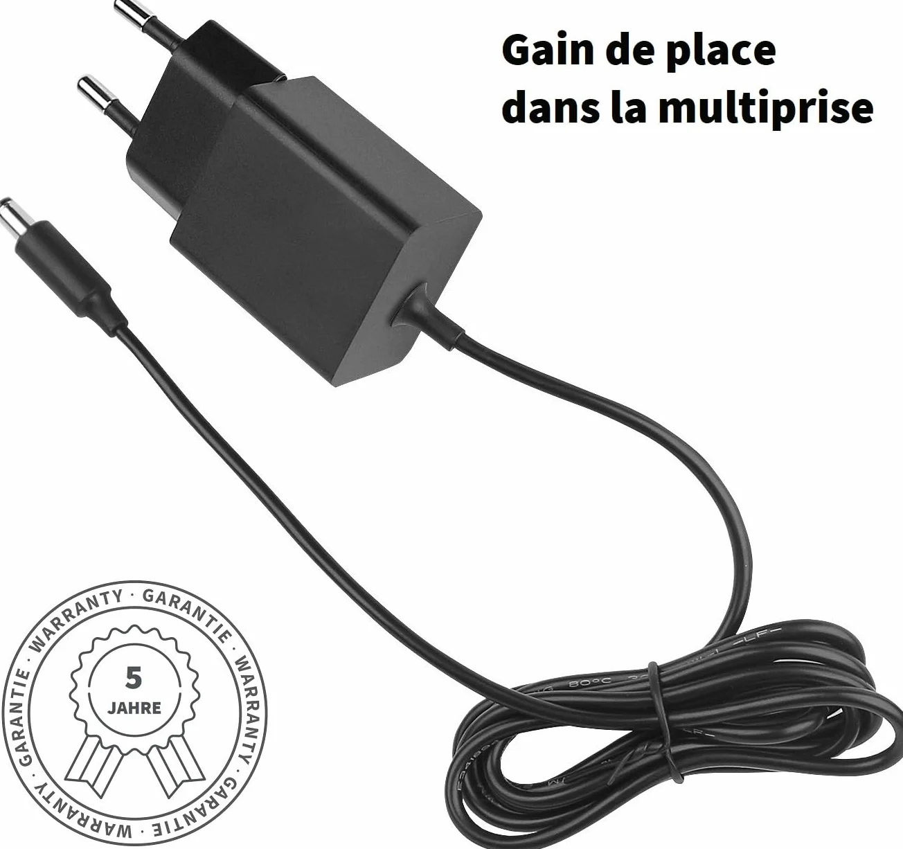 HN-Power 5V / 2A Bloc d'alimentation Compatible pour Yealink, Snom, Fanvil, Grandstream et d'autres téléphones IP - Adaptateurs étroits et économie d'énergie