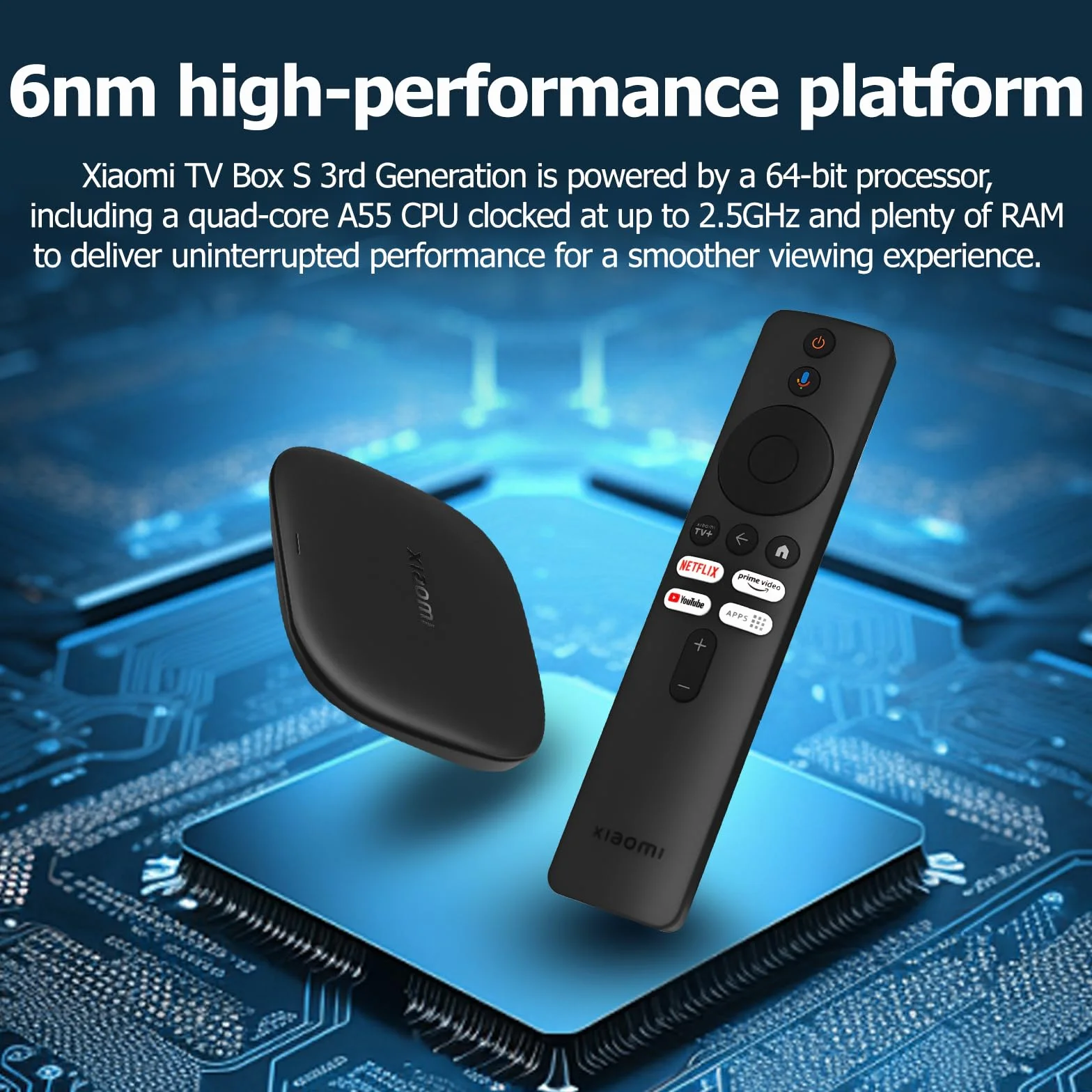Xiaomi Mi TV Box S 3nd Gen, 2GB RAM + 32GB ROM, Reproductrice Streaming en 4K Ultra HD, Bluetooth, Wi-FI, 3ème Génération, Noir