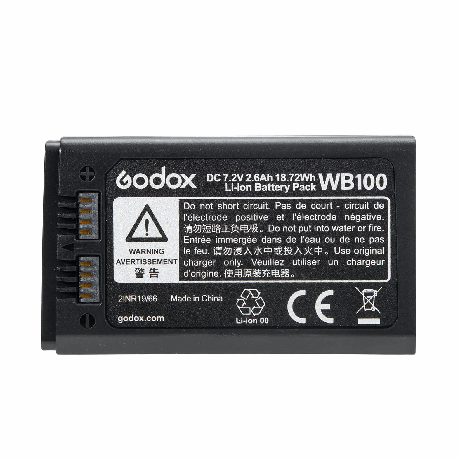 Godox WB100 Batterie, 2600mAh Batterie au Lithium pour Godox AD100Pro, Batterie de AD100 Pro