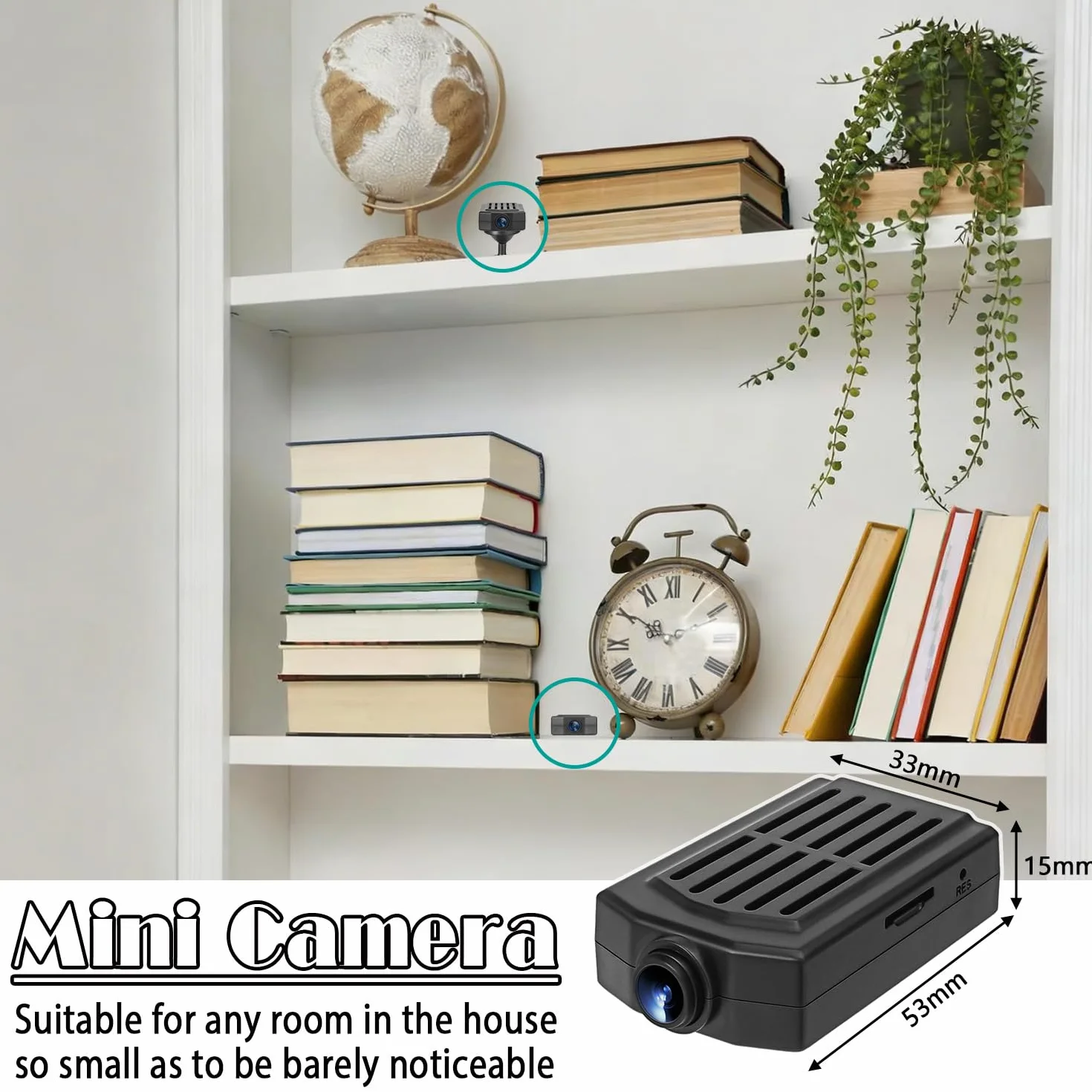 OTADUG Caméra Espion, Caméra de Surveillance 1080P avec Loop Recording, Détection de Mouvement, Grand Angle 120, 3 Heures, avec Une Carte, Pas Besoin de Wi-FI