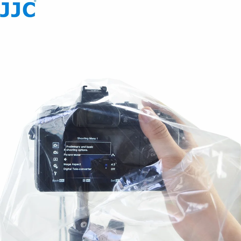 (2 Pack) JJC Housses de Pluie Jetables, Caméra Couverture Housse de Protection pour Appareil Photo Reflex Numérique sans Miroir Transparent