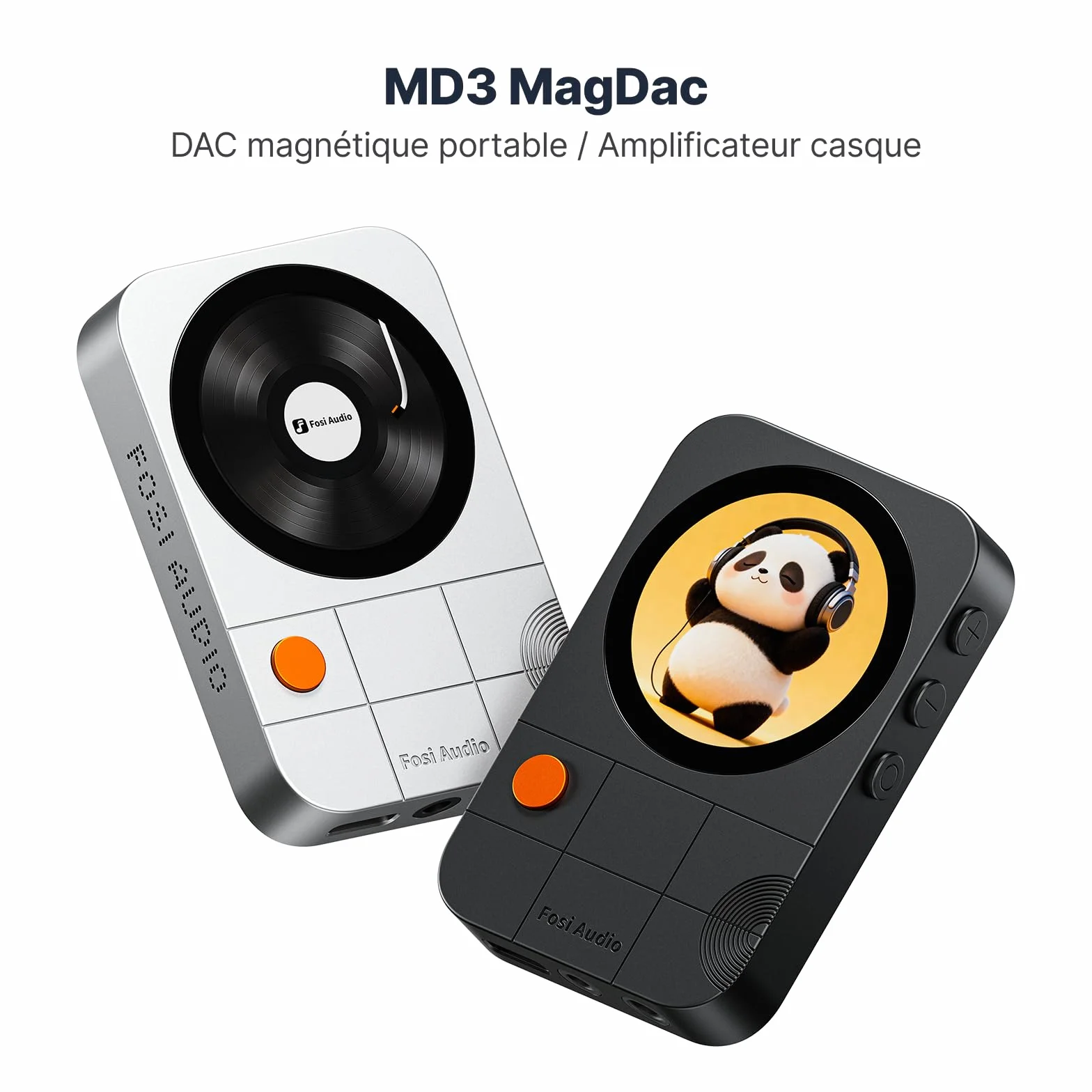 Fosi Audio MD3 Magnetic Headphone Amplifier, Portable DAC Dongle avec Écran 1,28", ES9039Q2M, Ampli Casque Sorties 3.5 & 4.4mm, Hi-FI Amplifier PCM 32bit/384kHz, Ampli HiFi pour Phone/Pad/PC, Noir