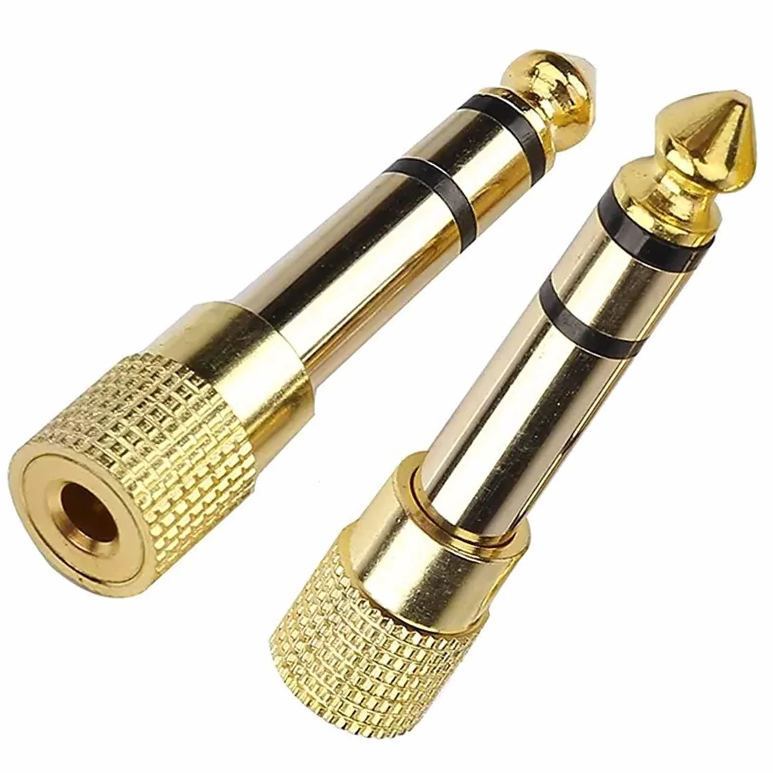 Lot de 2 adaptateurs jack 6,3 à 3,5 cuivre pur plaqué or réducteur mâle femelle stéréo