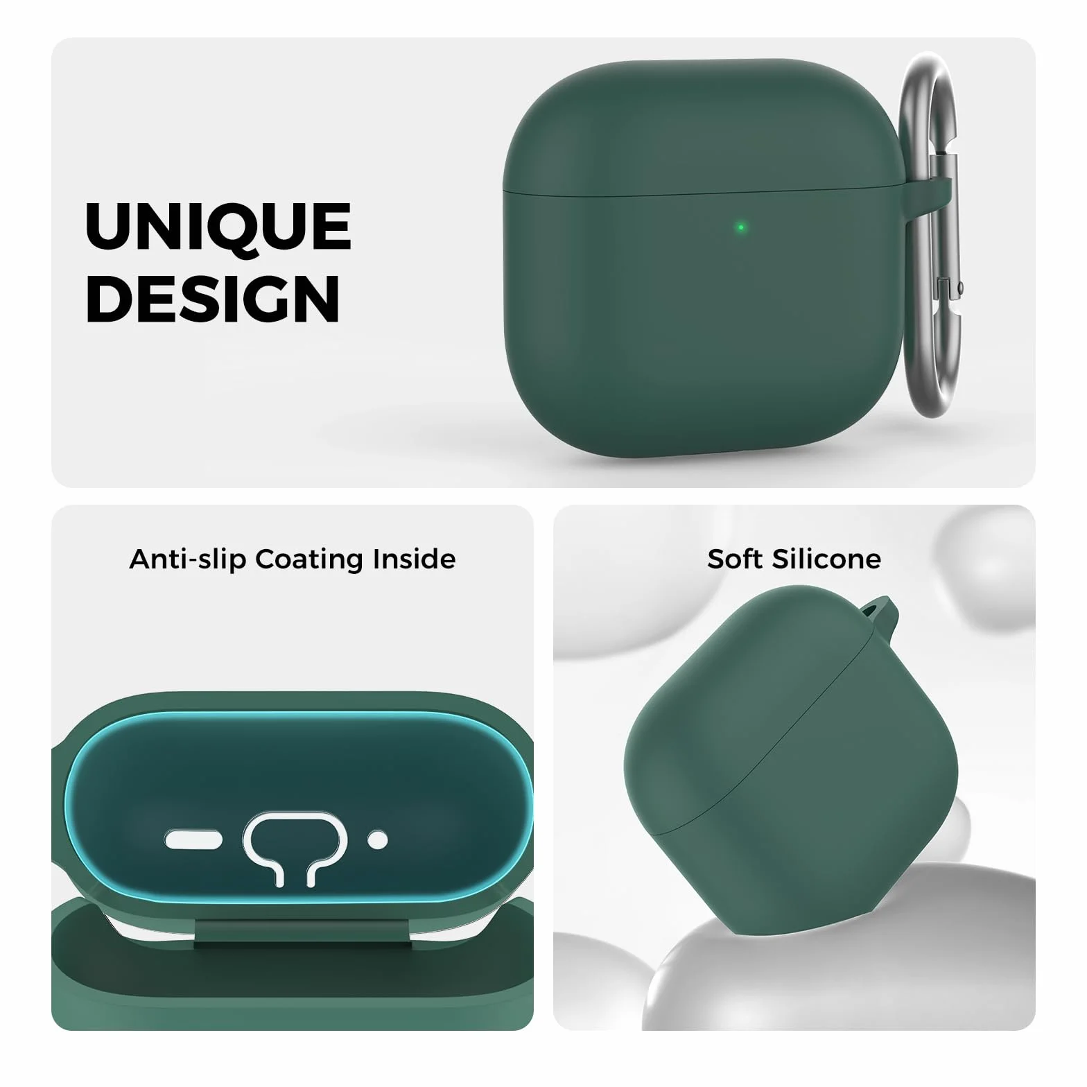 AhaStyle Coque AirPods 4 (2024) Silicone Kit Nettoyage Étui Protection Anti-Rayures Supportant Recharge USB-C sans Fil