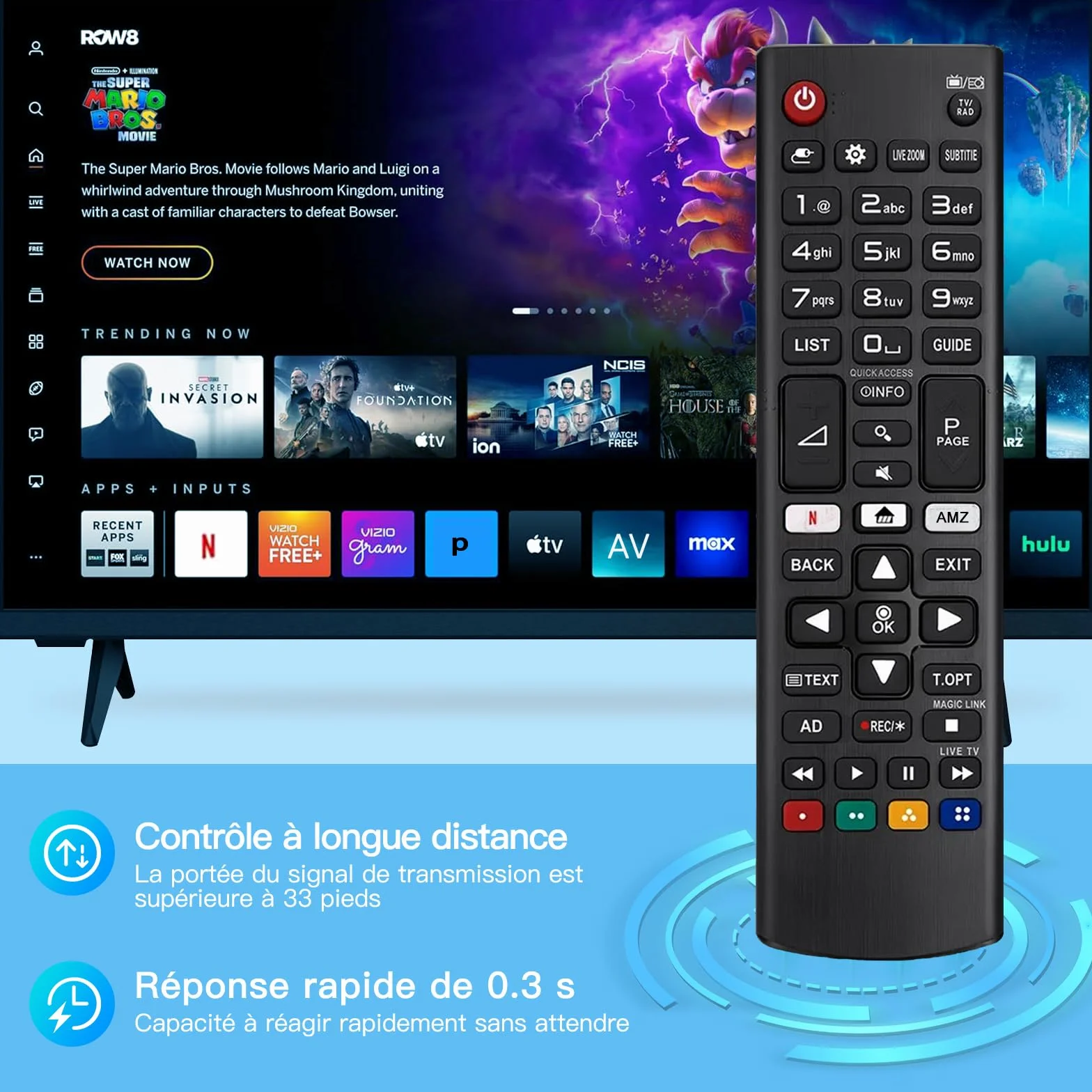 LG AKB75095308 Télécommande Universelle Compatible Tous Téléviseurs LG Smart TV LCD LED 4K 8K Netflix