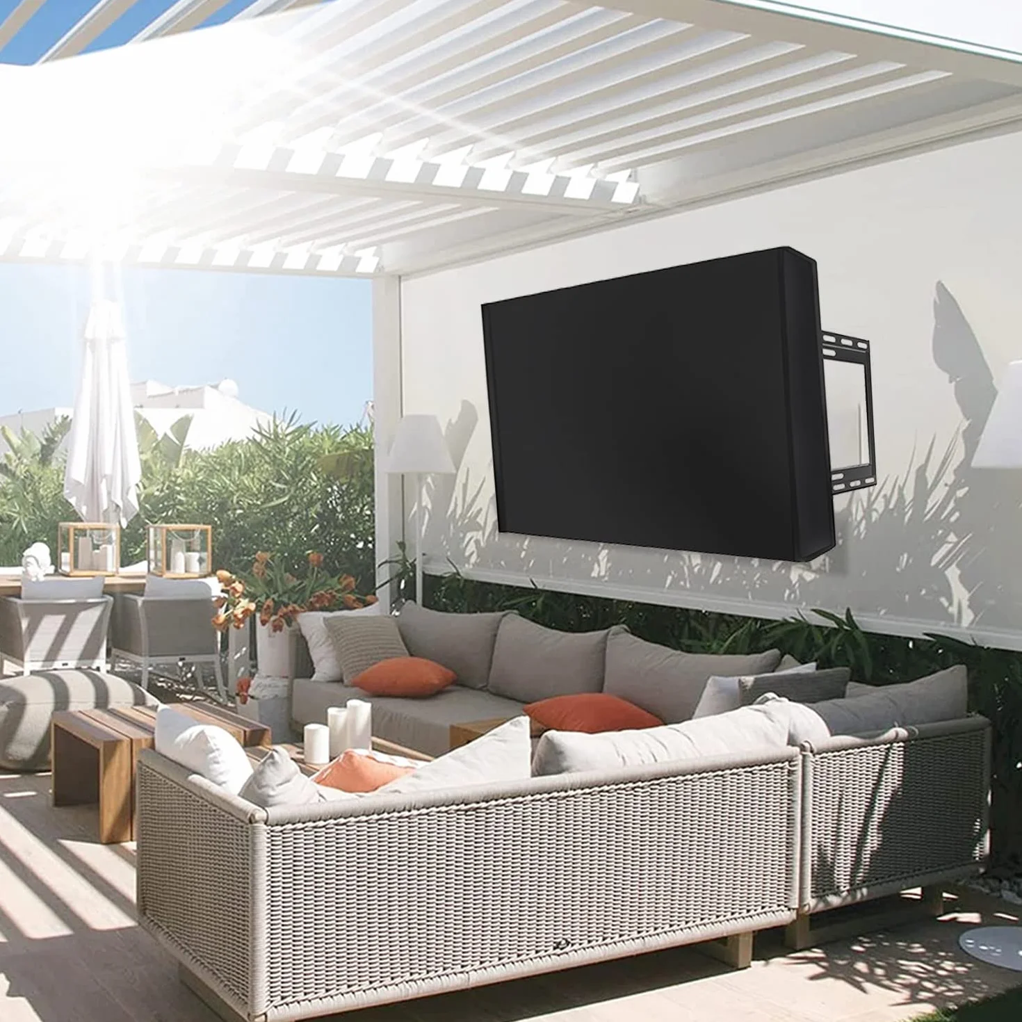 Housse TV extérieure 50"-52" 52 x 33 x 5 pouces Résistant aux intempéries Noir