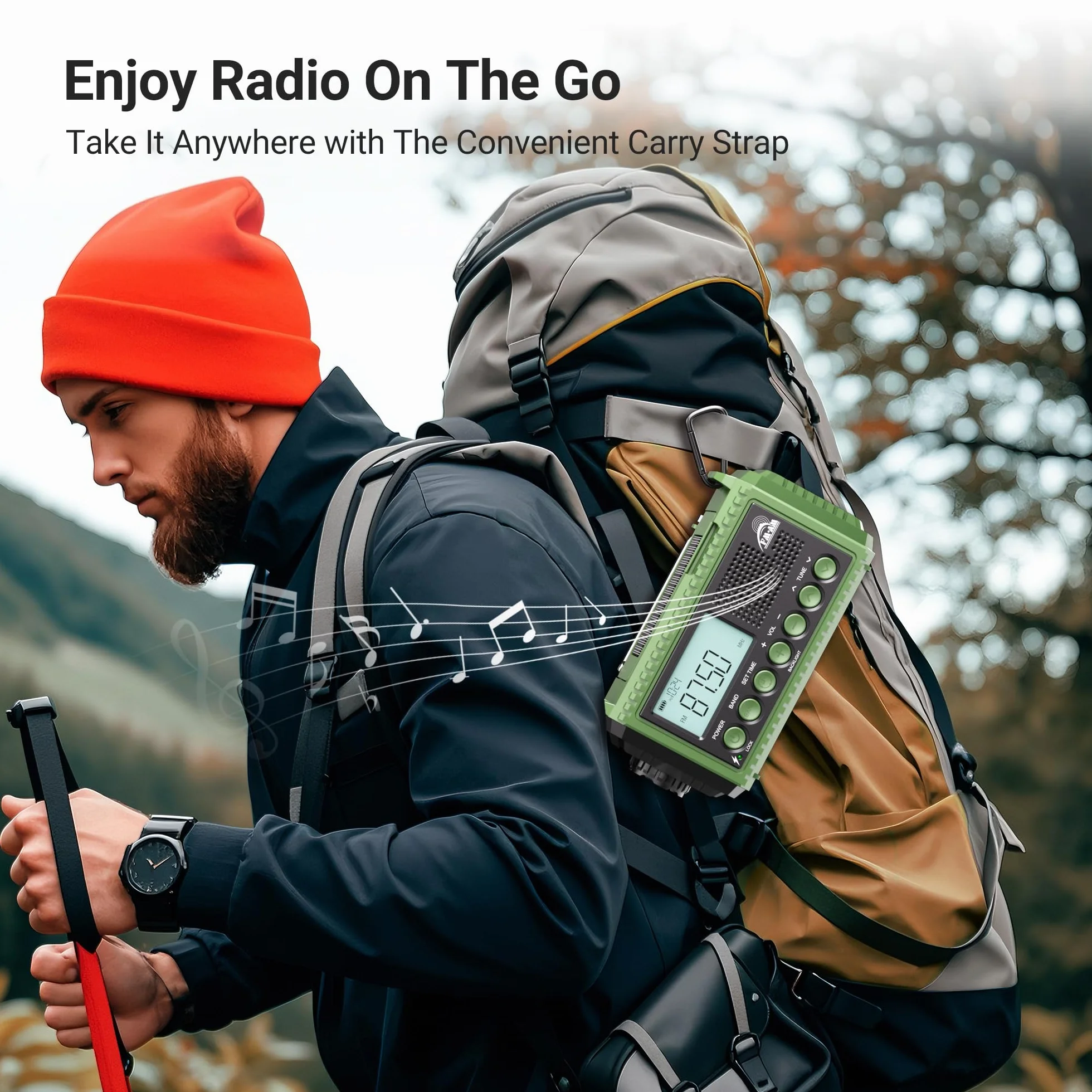 Radio à Manivelle AM/FM/SW 12000mAh, Portable Camping avec Lampe de Poche, Radio d'Urgence Type C SOS Dynamo