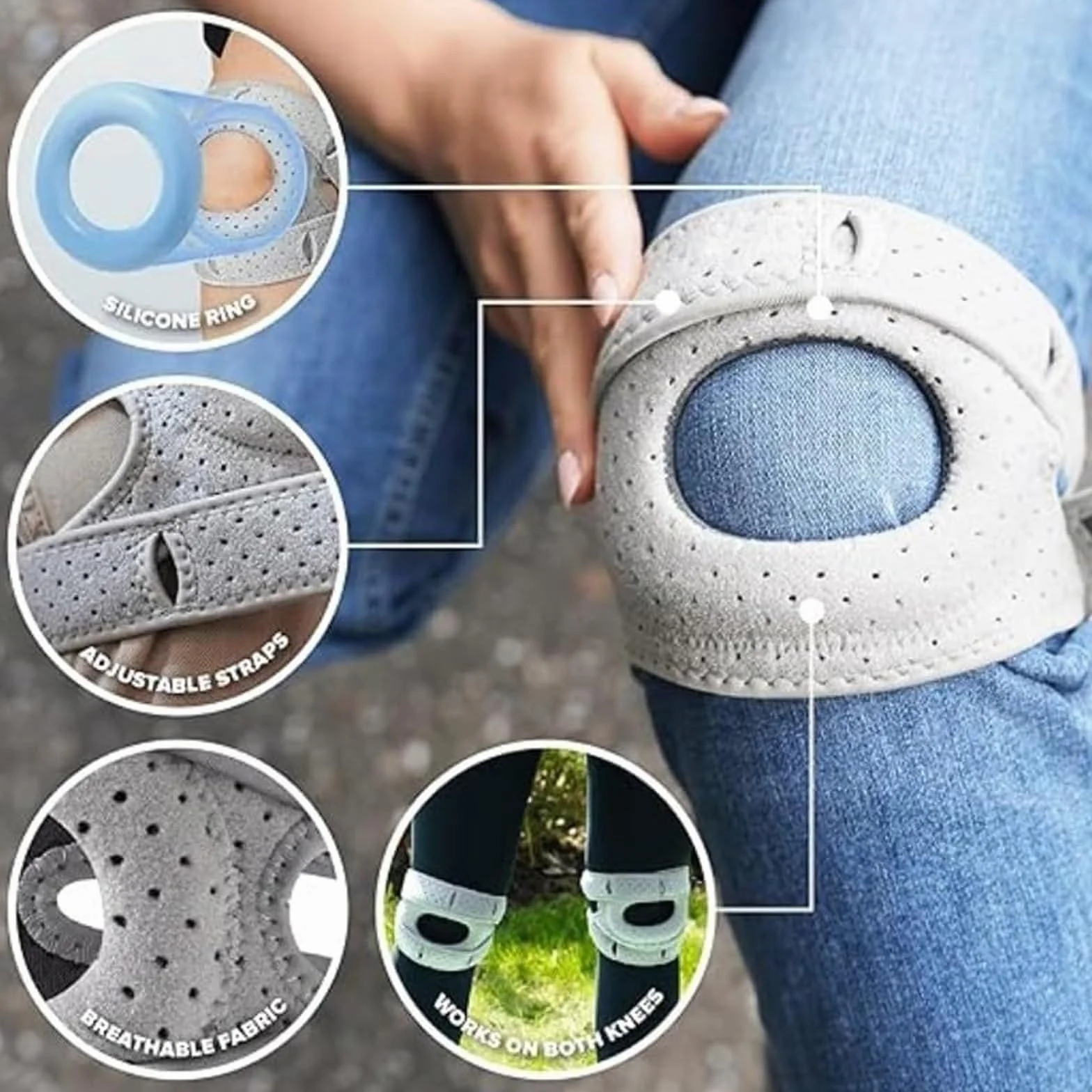 Genouillère Rotulienne Réglable 2 Pièces, Orthèse du Genou Stabilisant la Rotule pour Sport