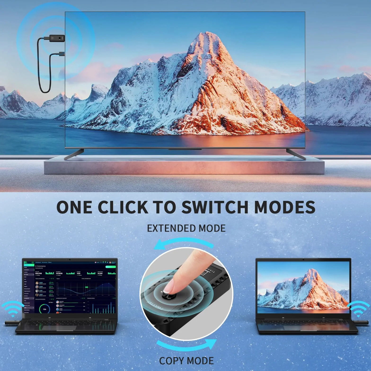 PWAYTEK Émetteur et Récepteur HDMI sans Fil décodeur 4K, Sortie 1080p, Double Bande 2,4G/5G, portée 50m, Compatible PC Portable TV projecteur, Plug & Play sans Application (Noir)