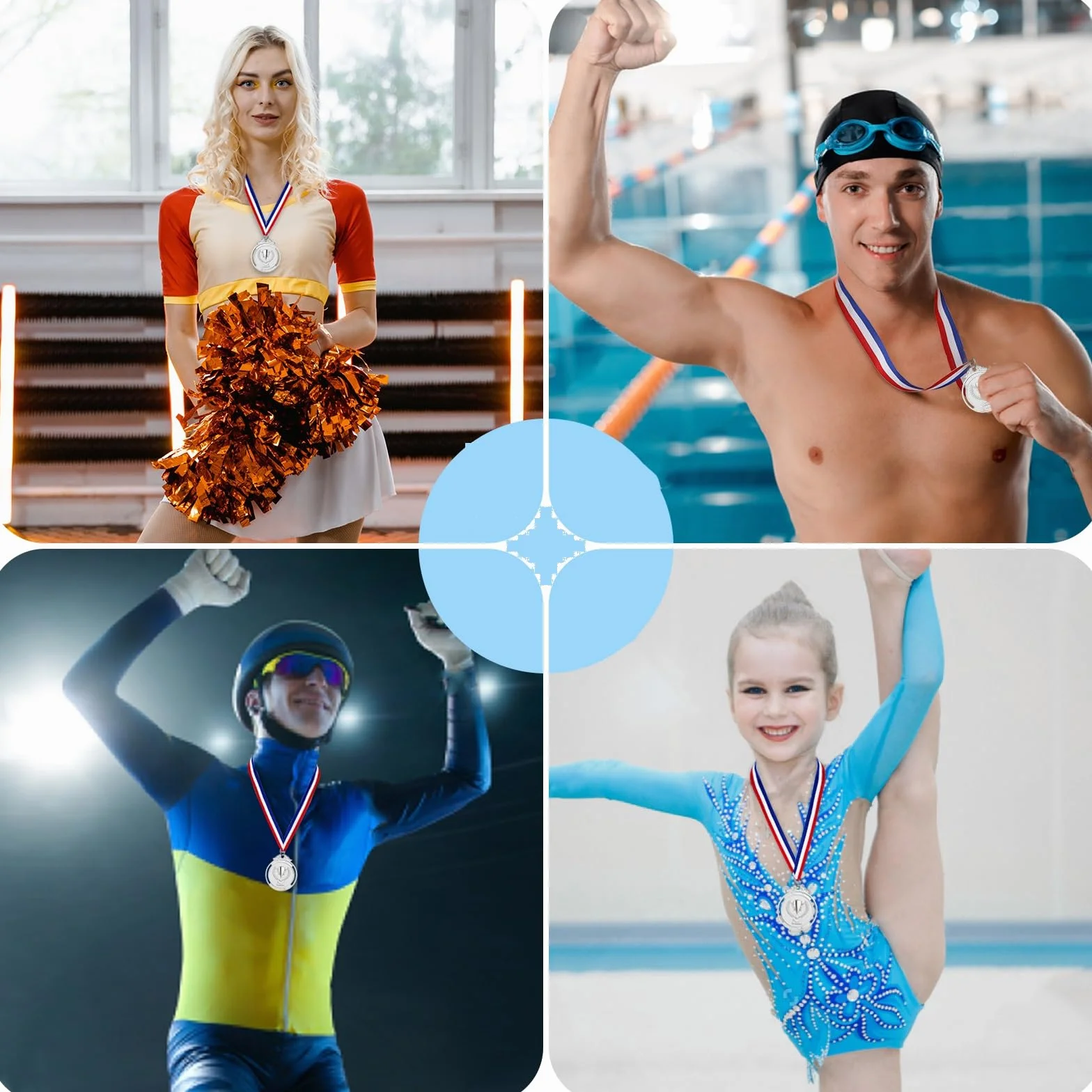 Médaille d'or avec Ruban de Cou 5 cm pour Enfants Compétitions Sportives Style Olympique 12 Pièces