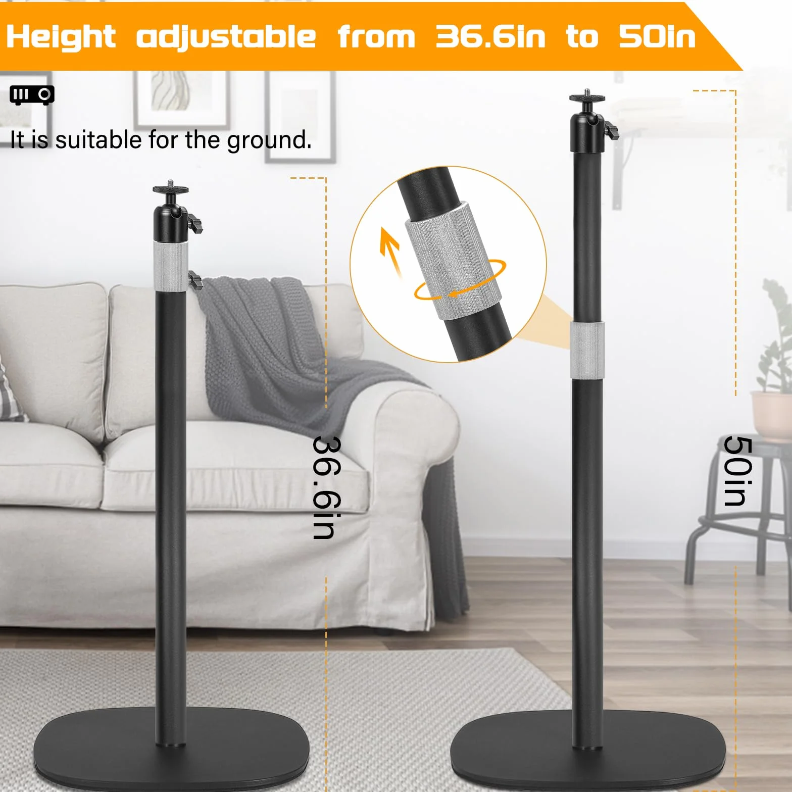 AKOZLIN Support projecteur sol réglable hauteur 19"-49,21" rotation 360° universel plafond charge 6 kg compatible caméra webcam