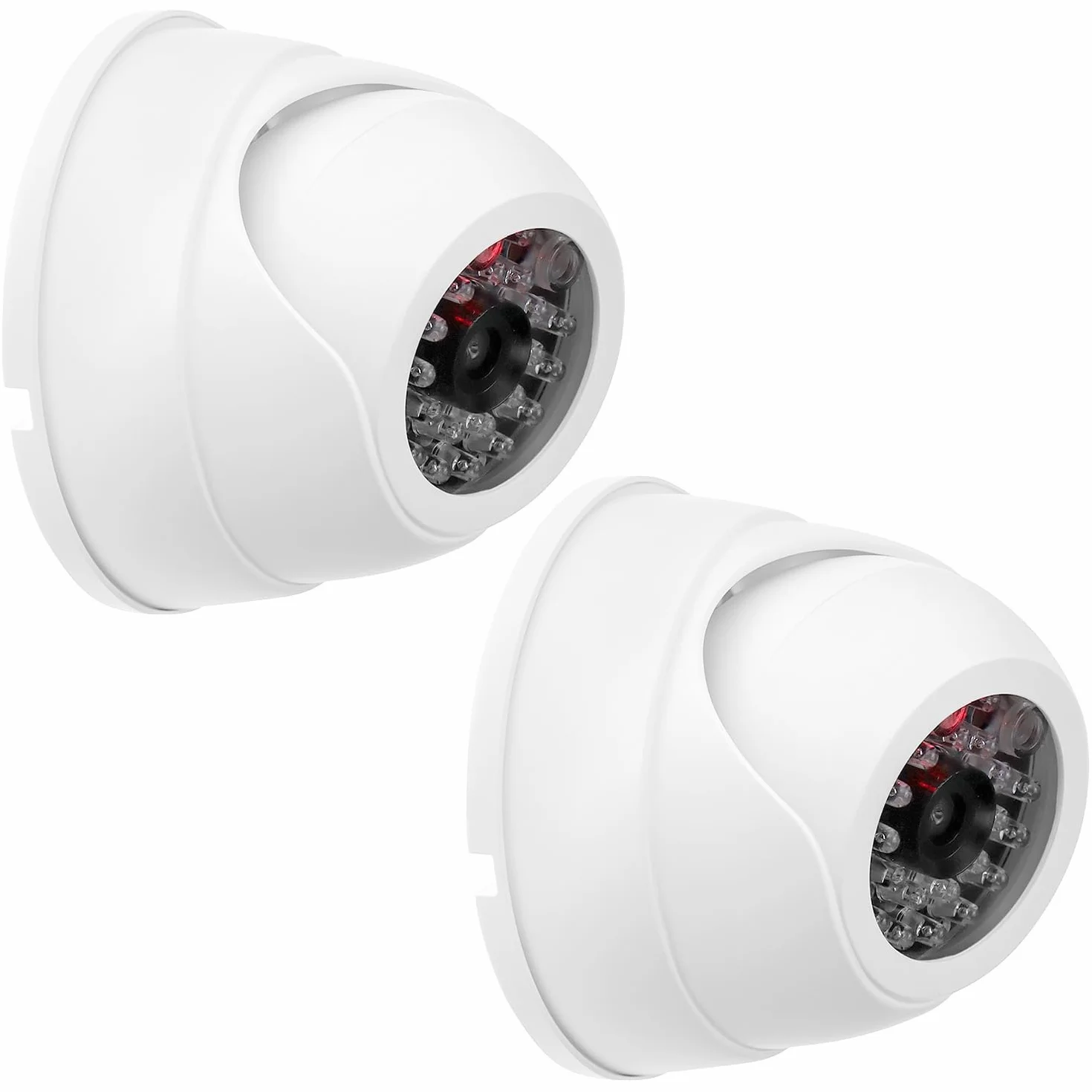QWORK® 2X Caméra dôme factice avec LED - Fausse caméra pour intérieur et extérieur - Trompement réelle