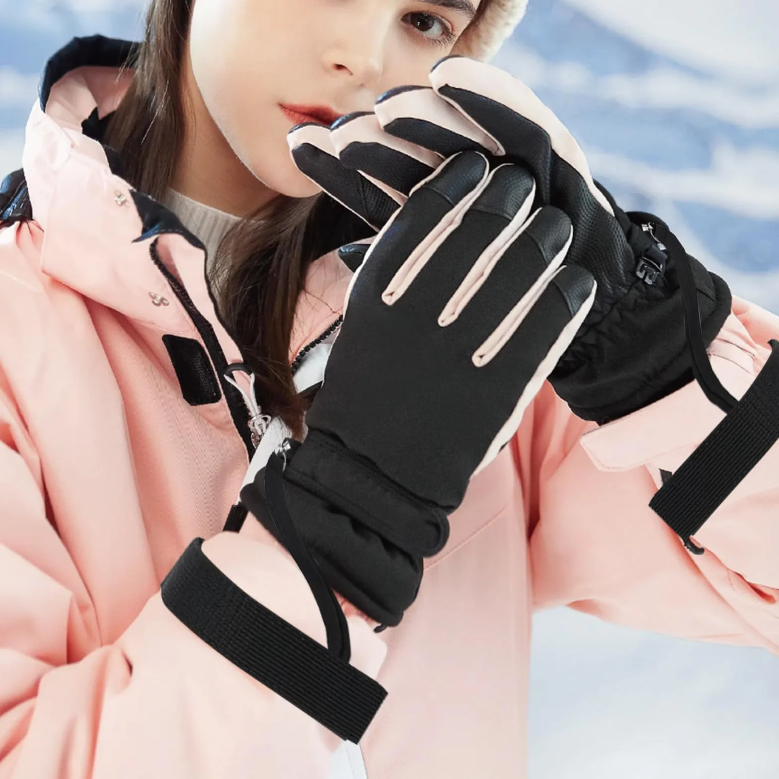 Gants de Ski d'hiver 4 pièces avec dragonne élastique pour Hommes Alpinisme Snowboard Plein air