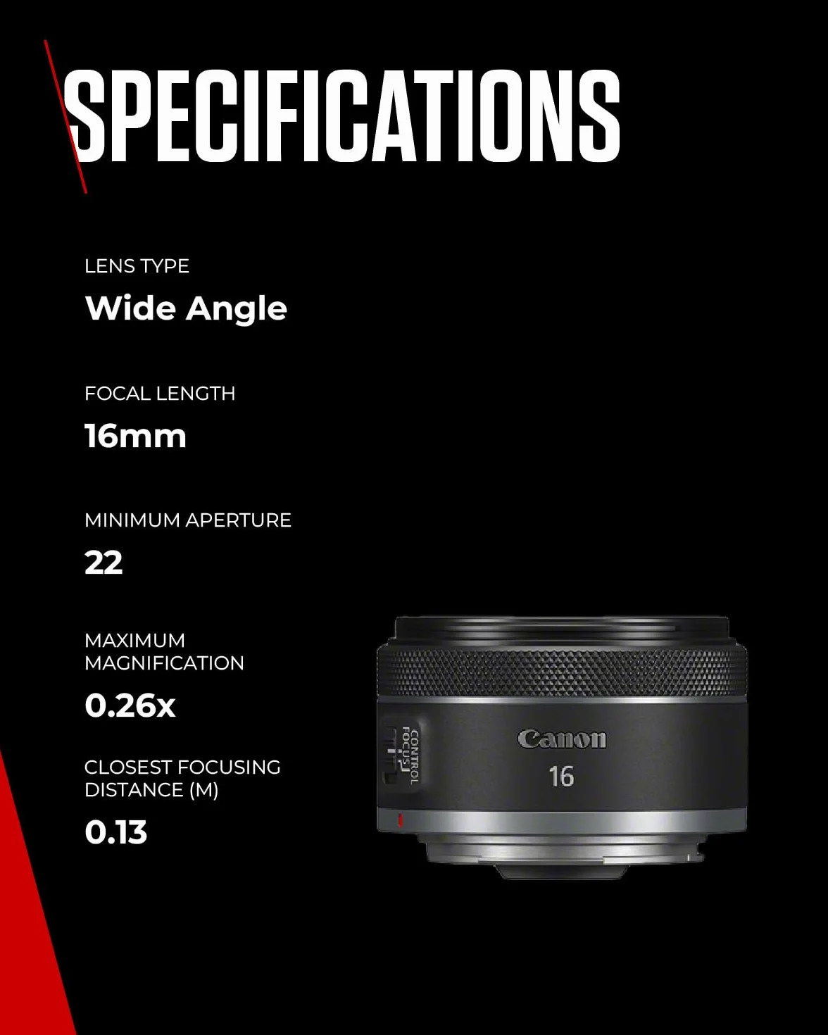 Objectif Canon RF 16 mm F2.8 STM distance focale ultra large, plein format, vlog et photographie de paysage, compatible avec Canon EOS R